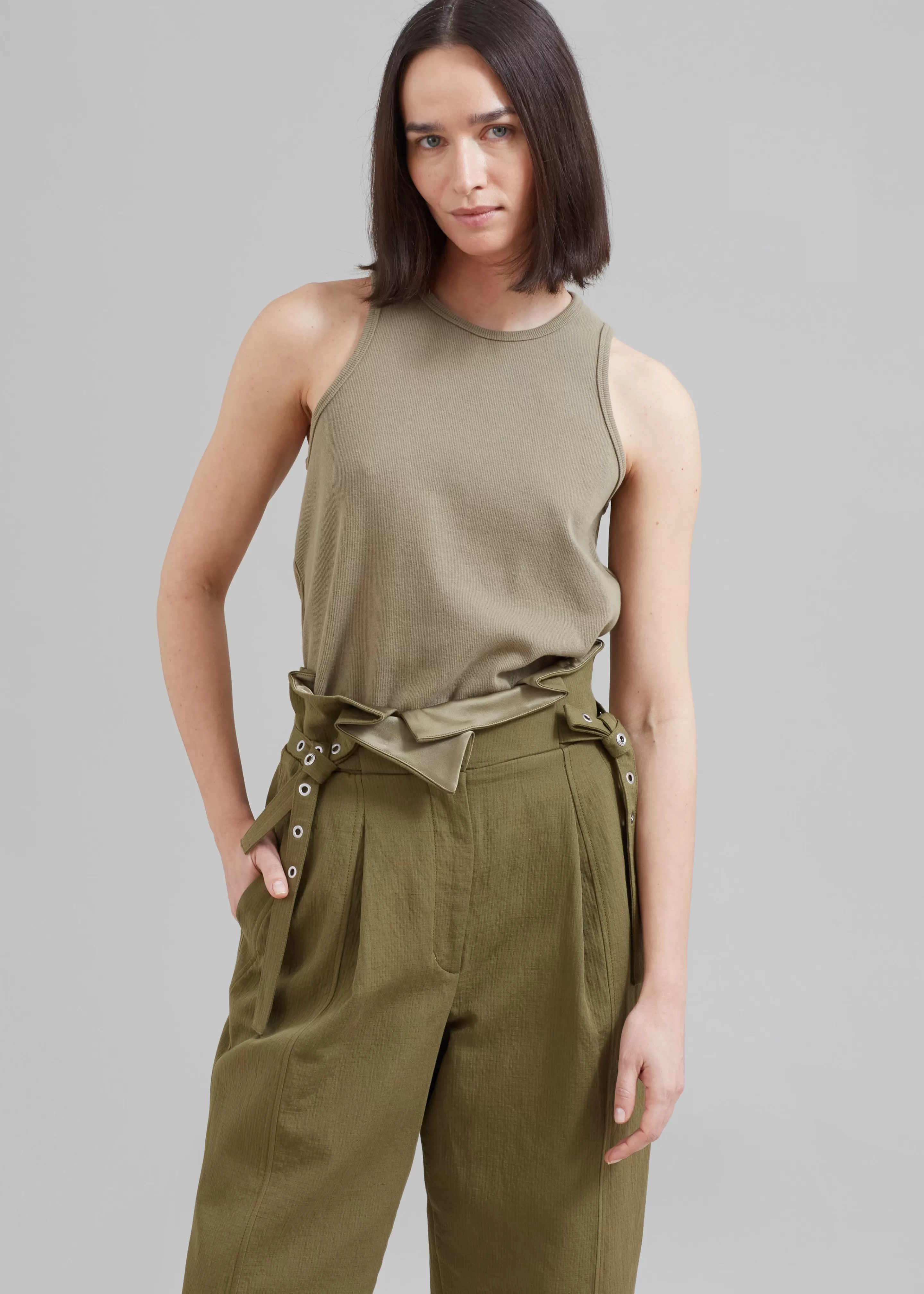 Bottoms | The Frankie Shop 3.1 Phillip Lim Cotton Linen Paperbag Pant Olive