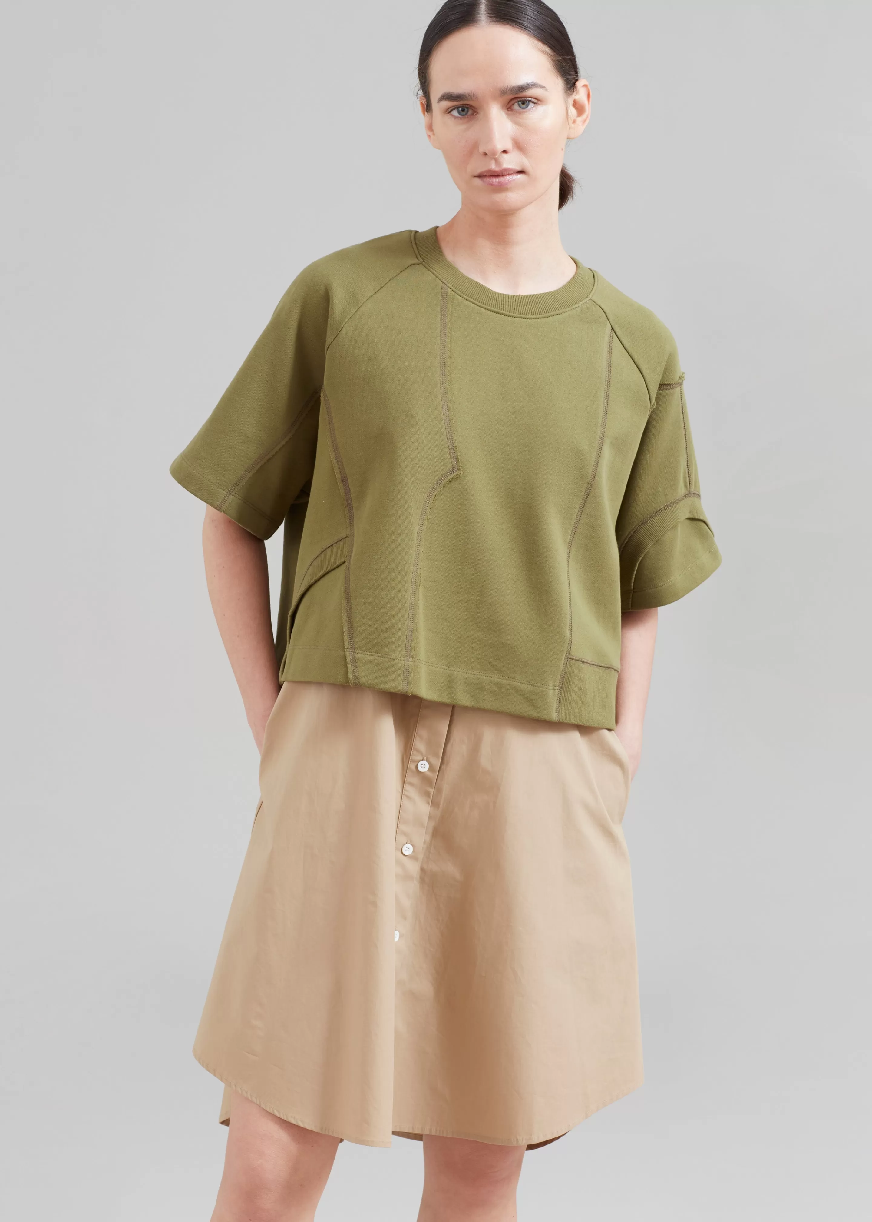 Dresses | The Frankie Shop 3.1 Phillip Lim Patched Sweatshirt Combo Dress Olive Multi