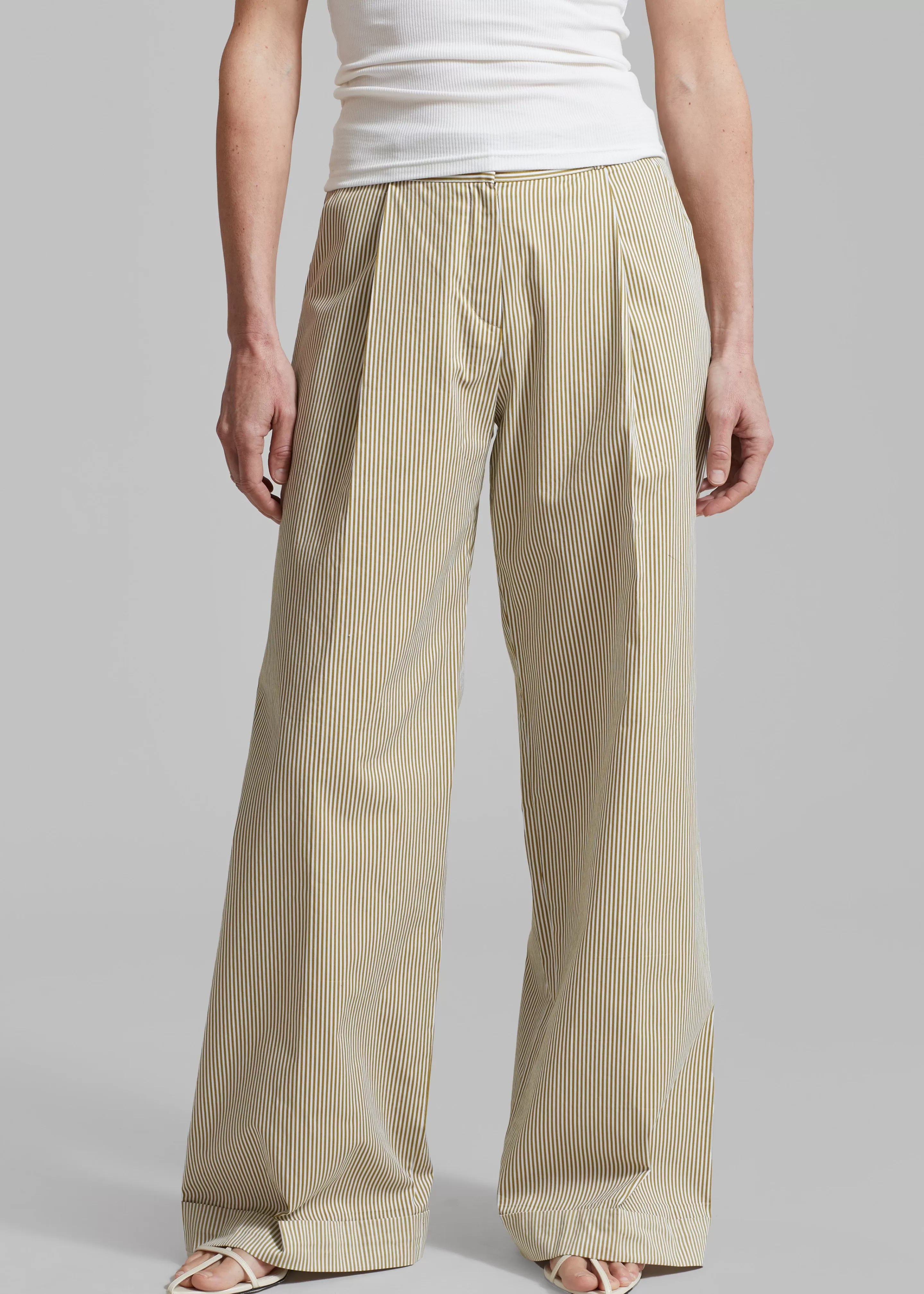 Bottoms | The Frankie Shop Addison Pants Khaki Stripe