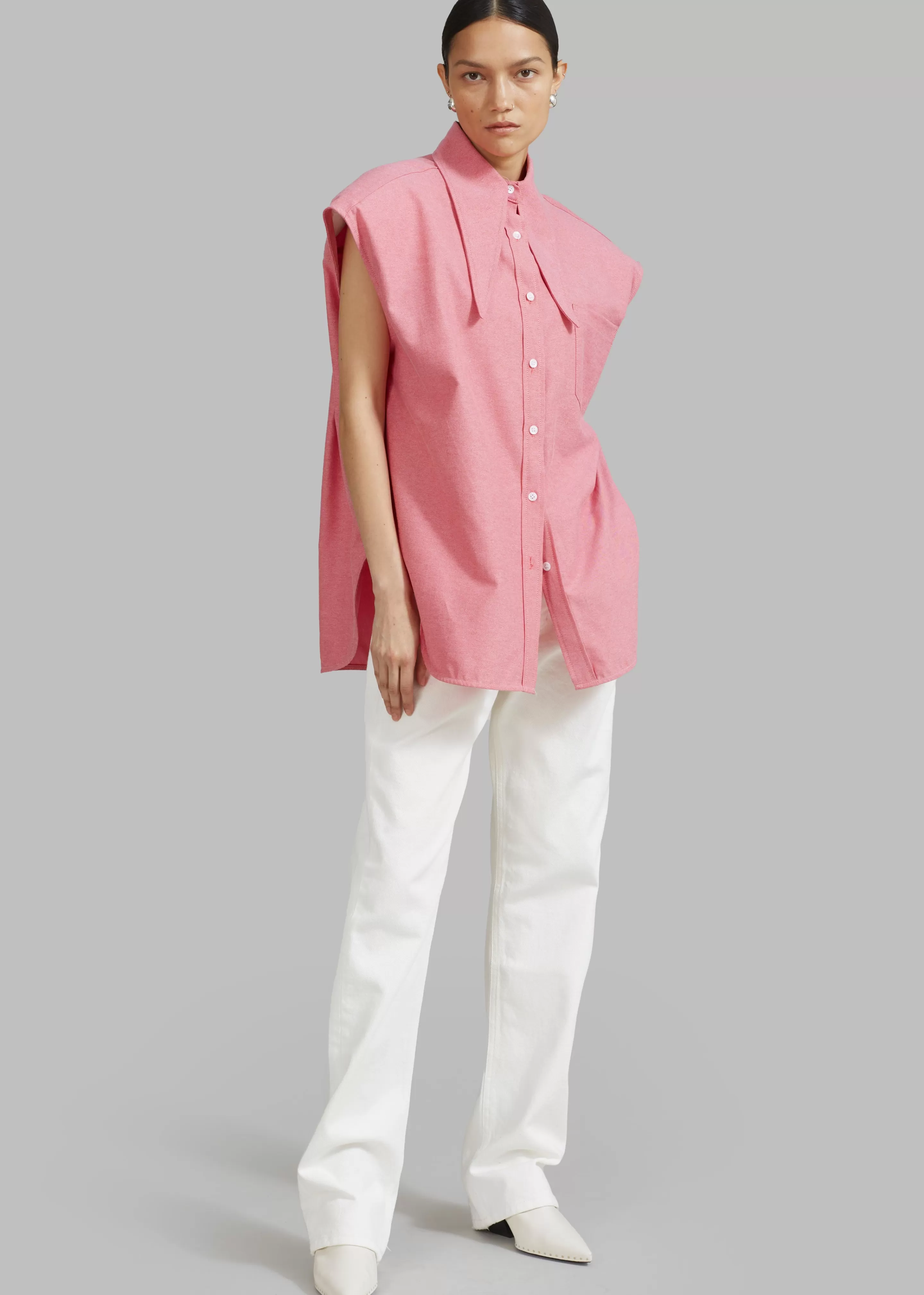 Tops | The Frankie Shop Aiden Long Collar Shirt Rose