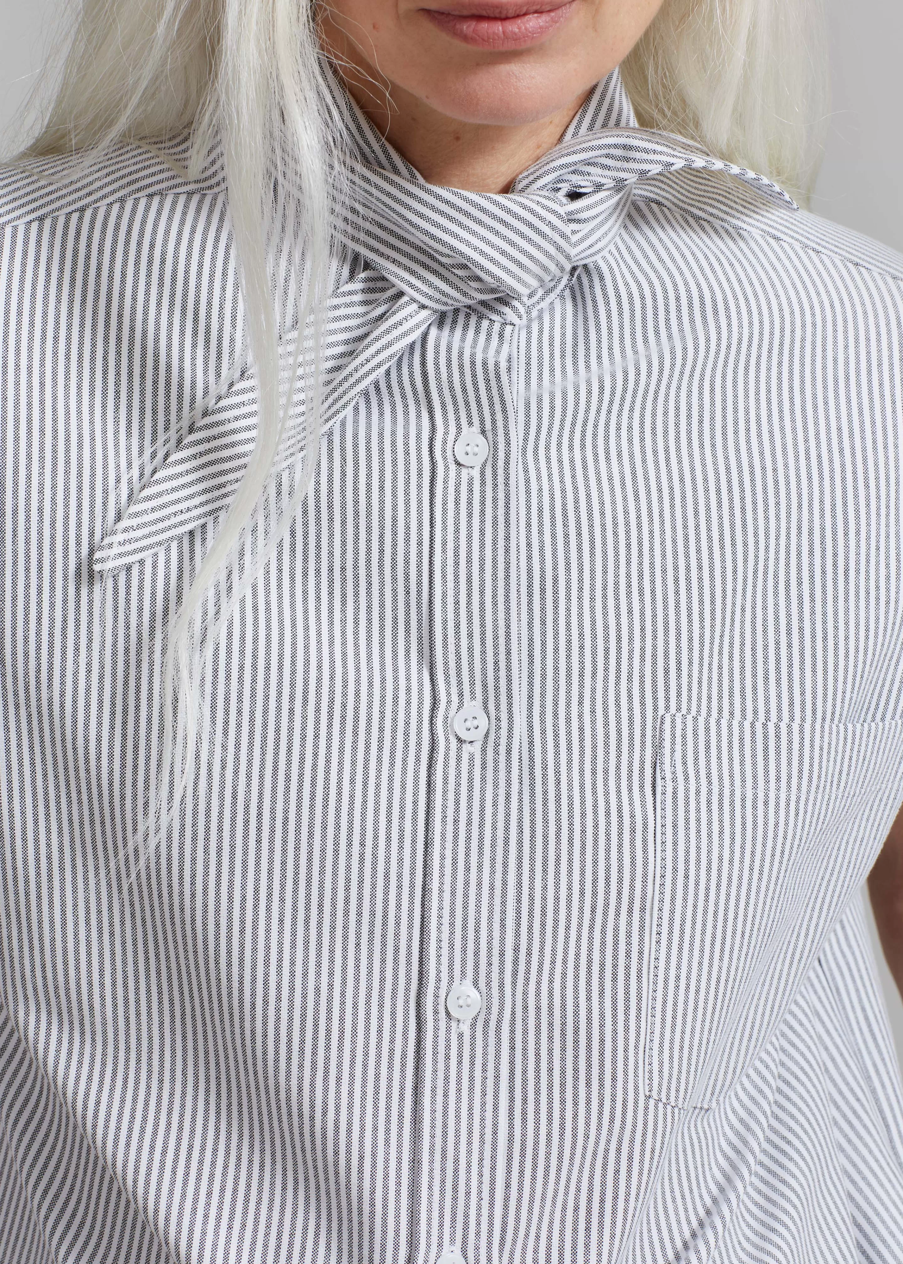 Tops | The Frankie Shop Aiden Long Collar Shirt Grey Stripe