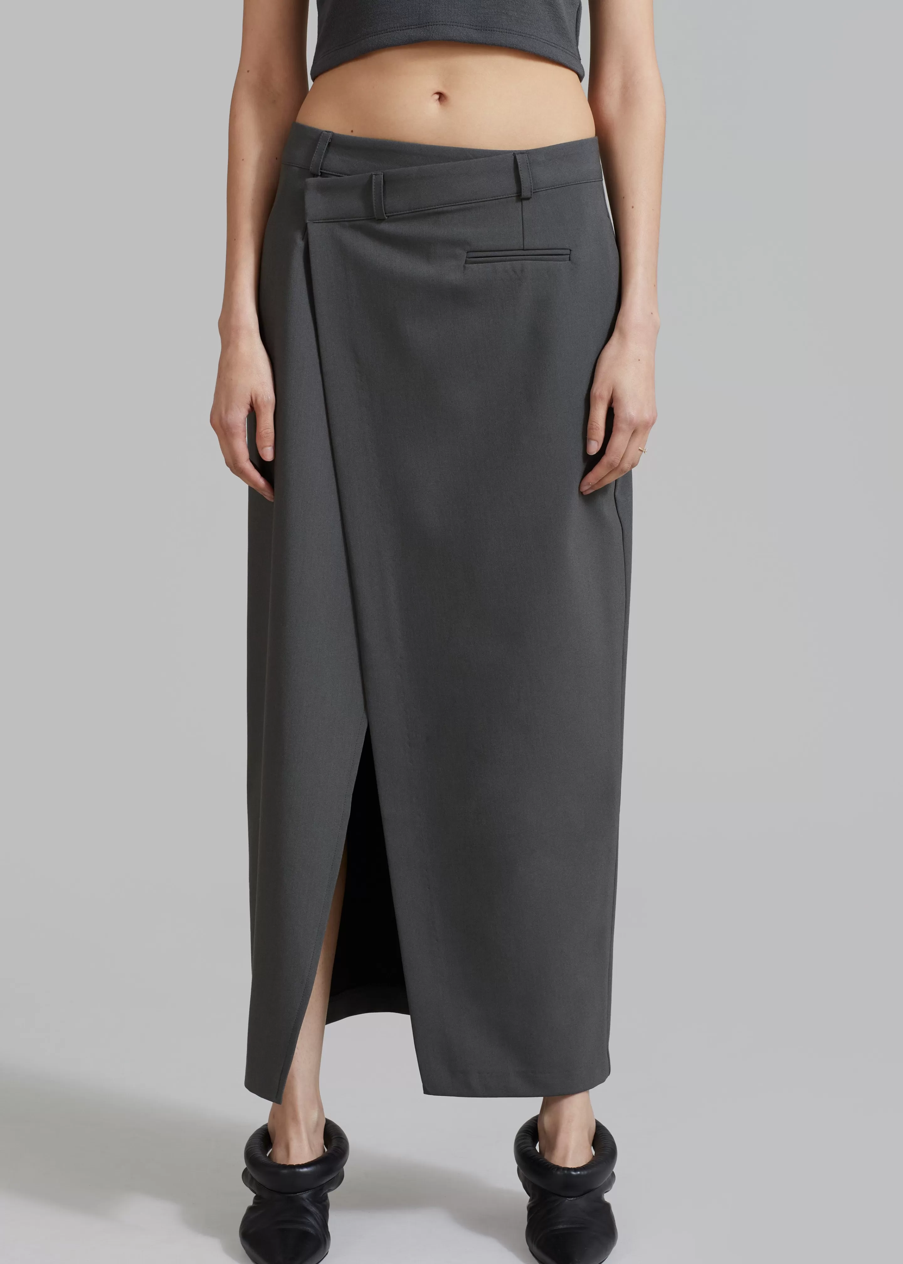 Bottoms | The Frankie Shop Annabel Asymmetric Midi Skirt Grey