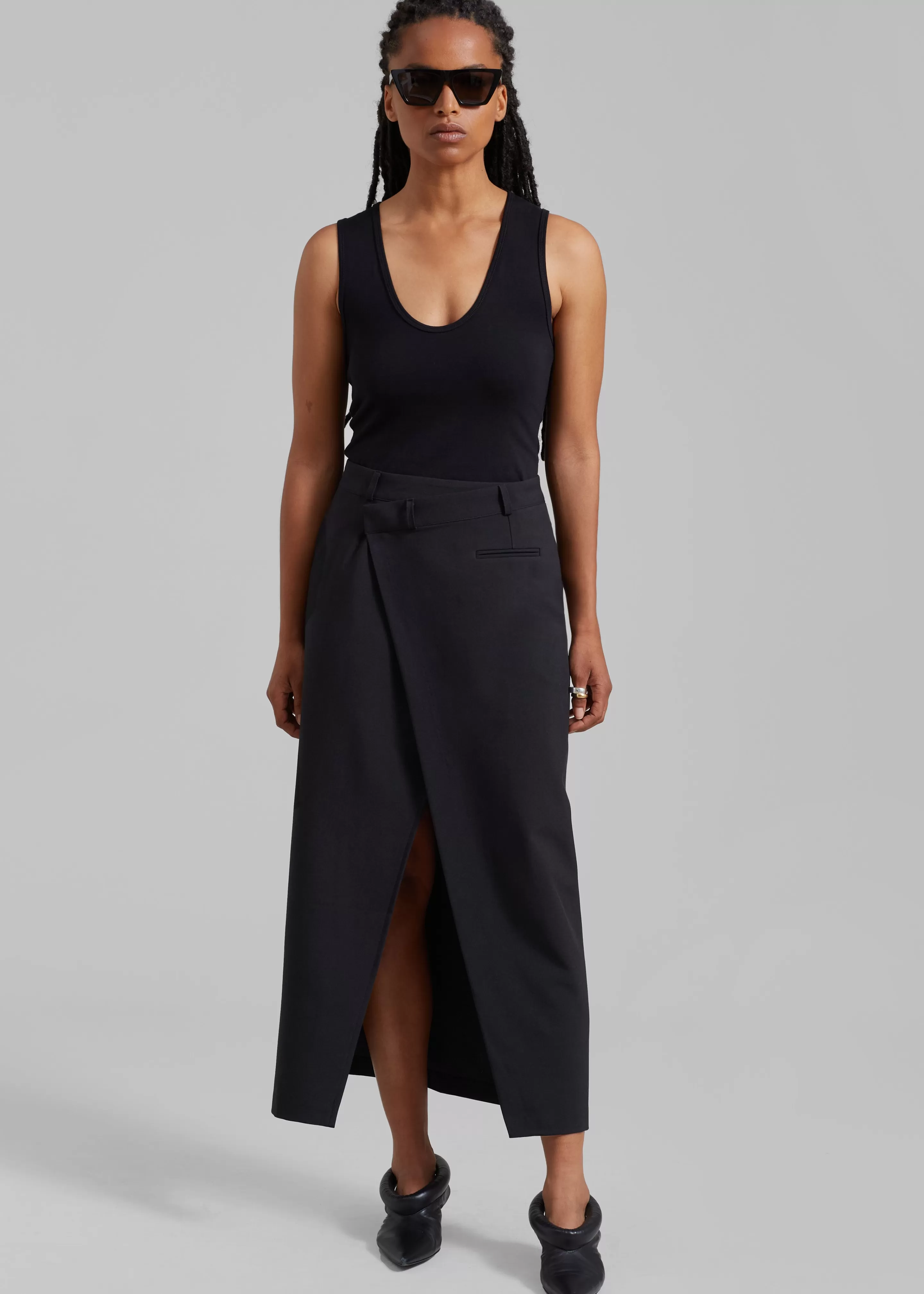 Bottoms | The Frankie Shop Annabel Asymmetric Midi Skirt Black