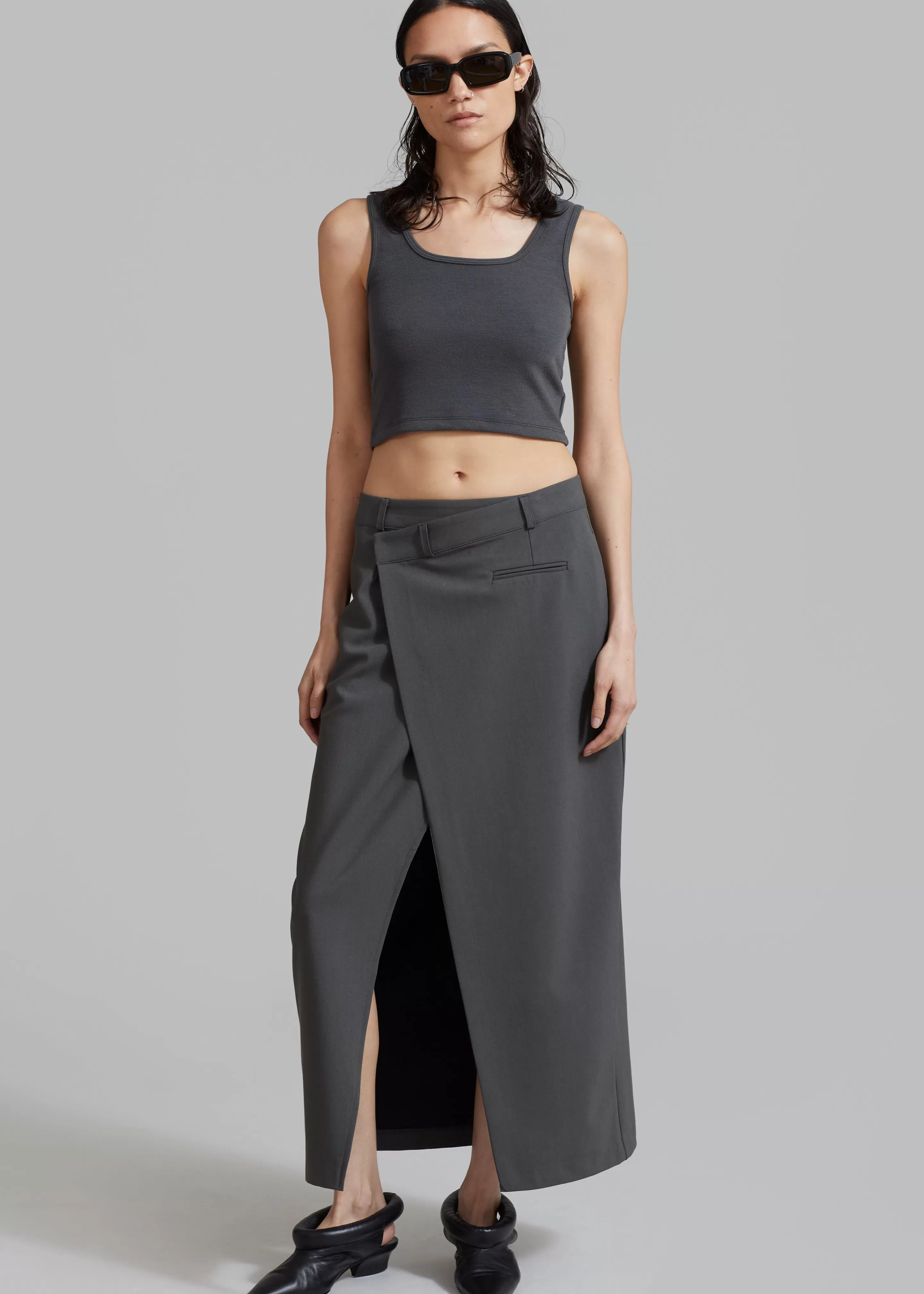 Bottoms | The Frankie Shop Annabel Asymmetric Midi Skirt Grey