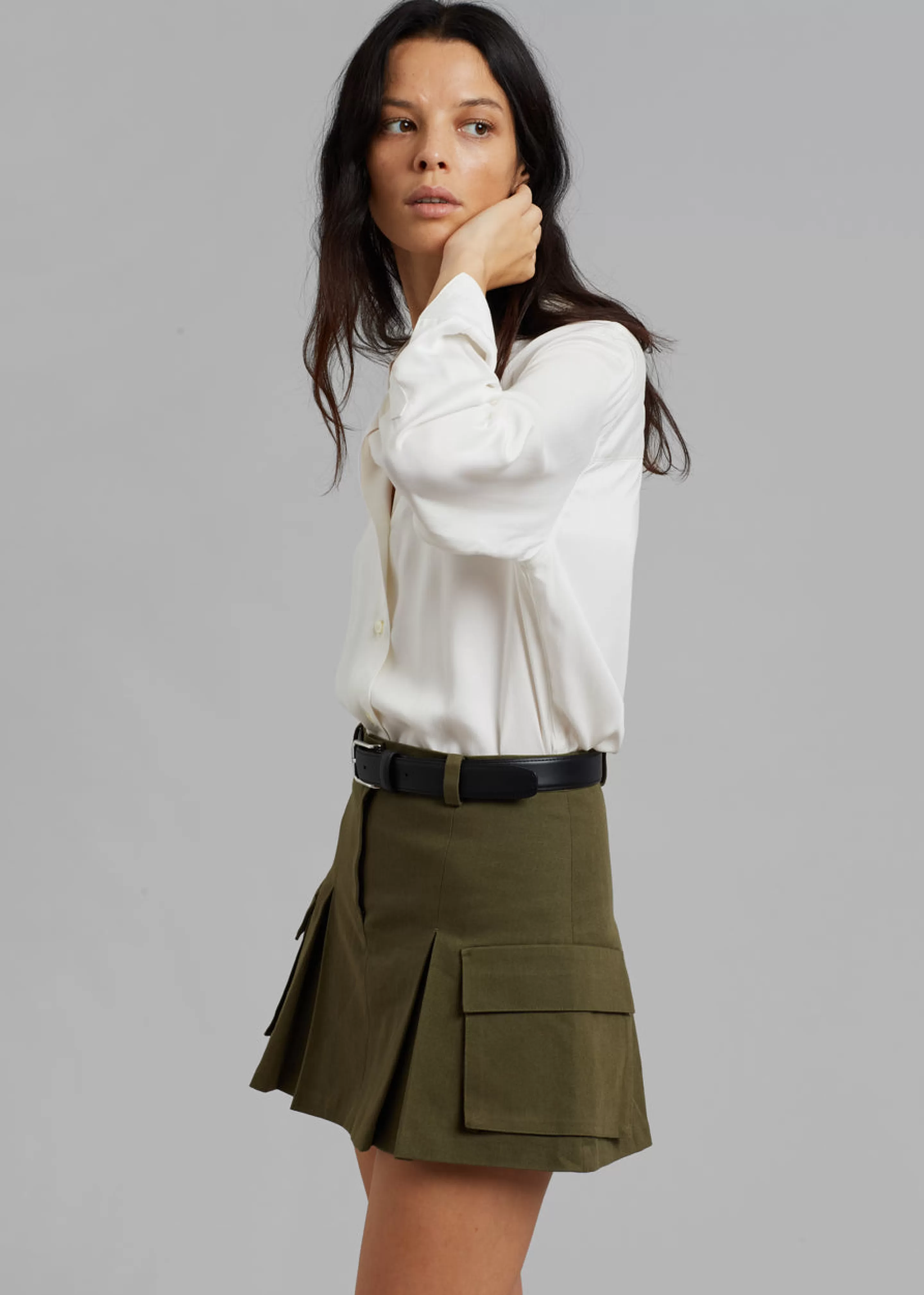 Bottoms | The Frankie Shop Audrey Cargo Pleated Miniskirt Olive