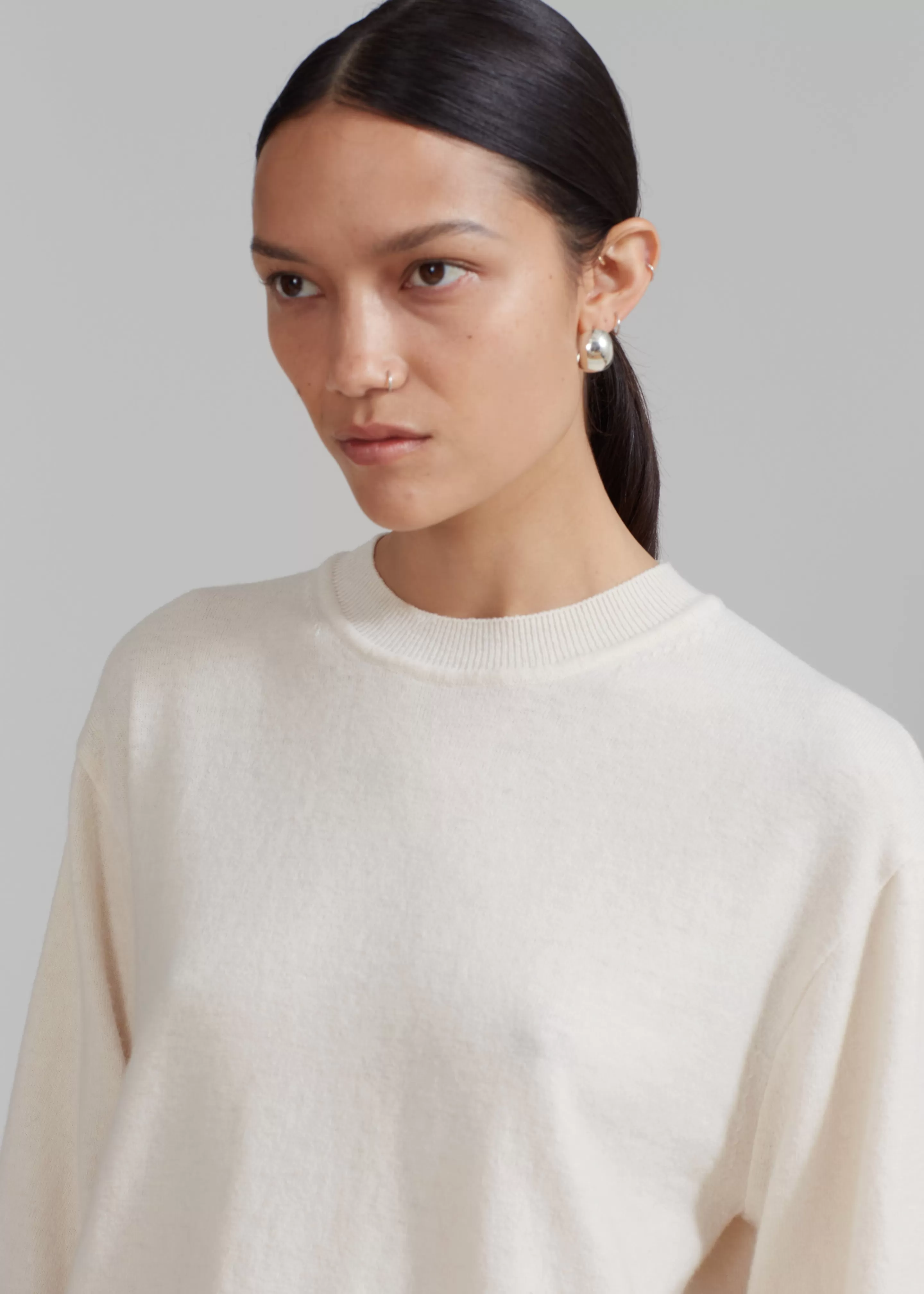 Knitwear | The Frankie Shop Aurora Wool Blend Knit Sweater Cream