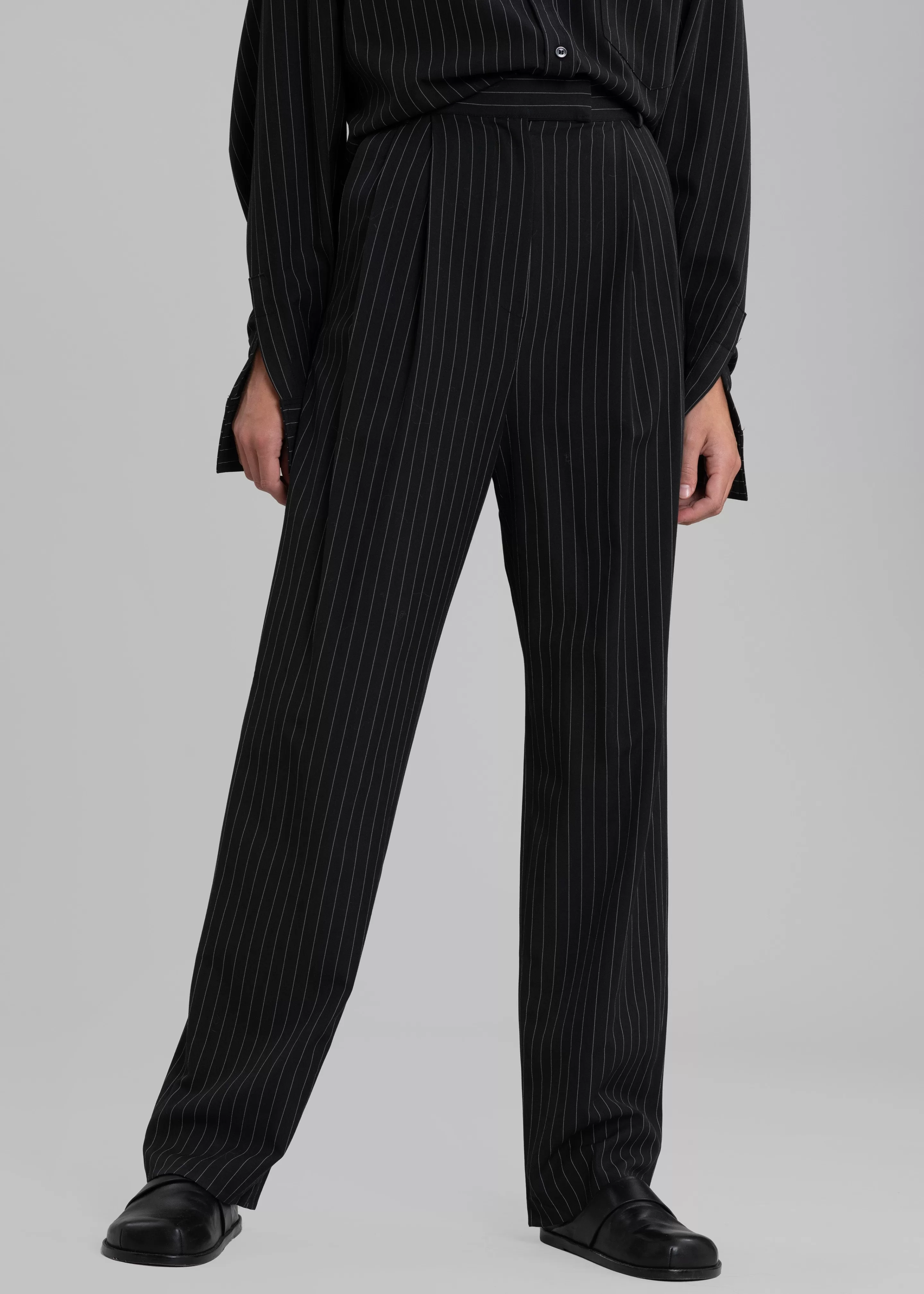 Bottoms | The Frankie Shop Bea Fluid Pinstripe Suit Pants Black/White