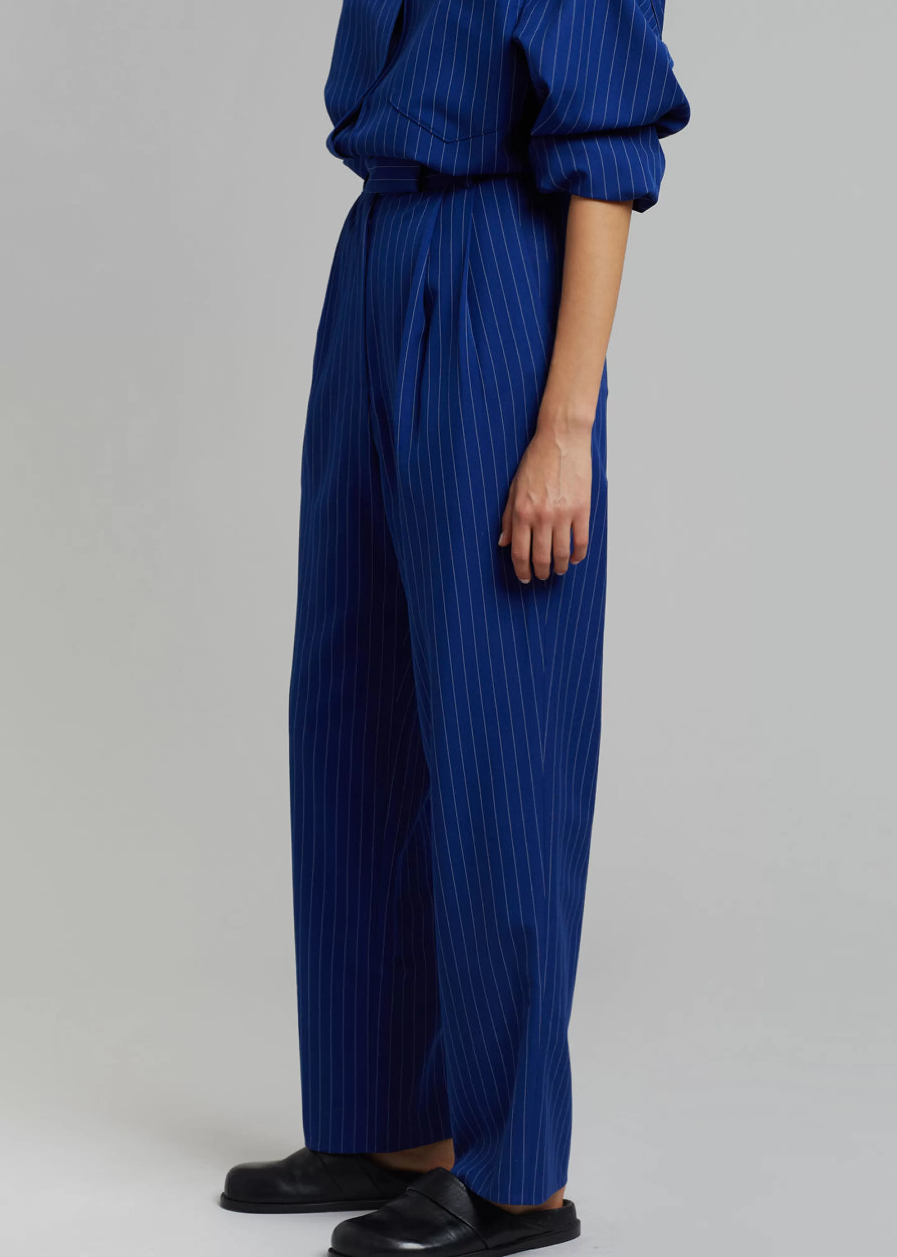 Bottoms | The Frankie Shop Bea Fluid Stripe Suit Pants Deep Blue