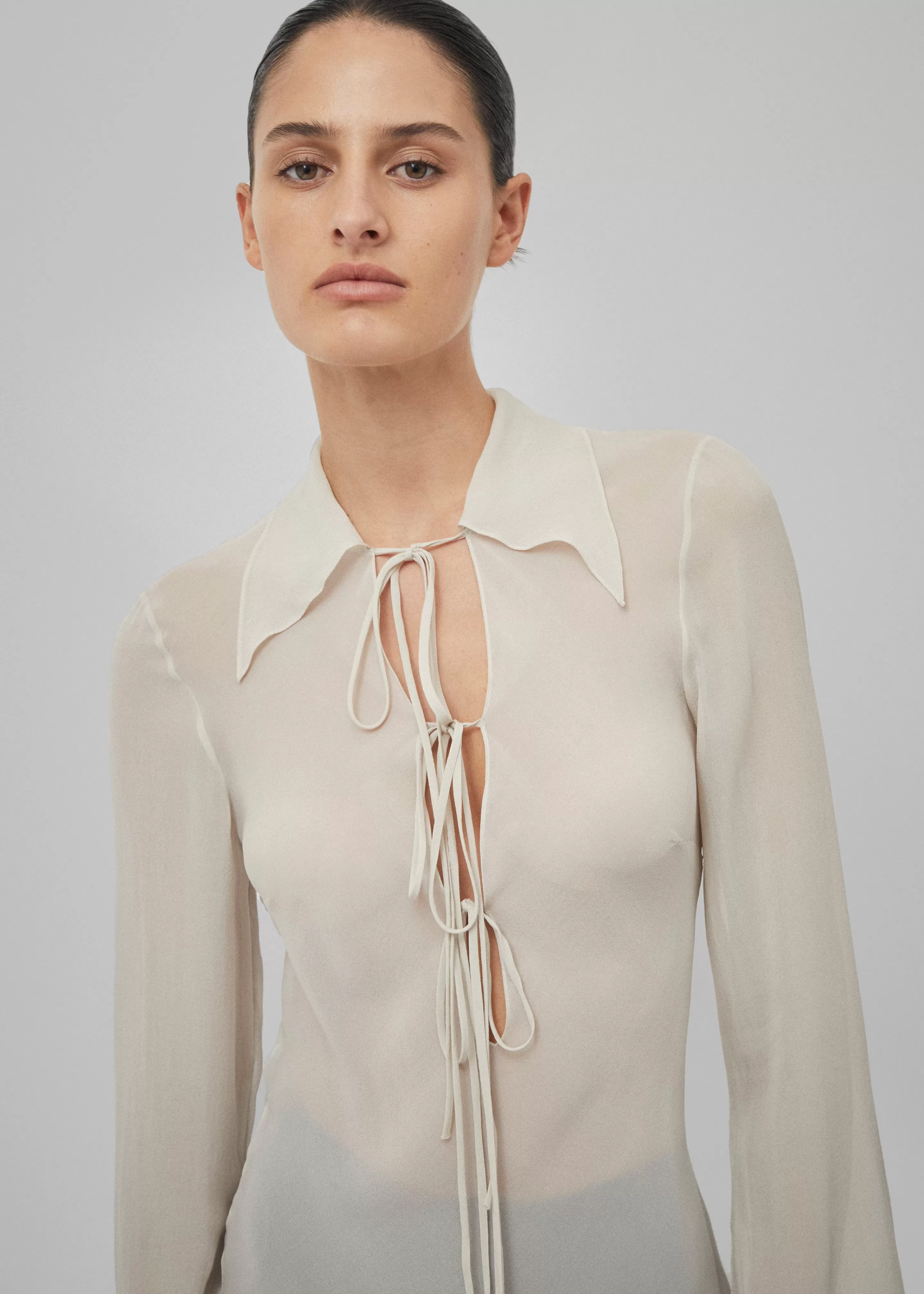 Dresses | The Frankie Shop Beare Park Silk Georgette Tie Blouse Dress Powder