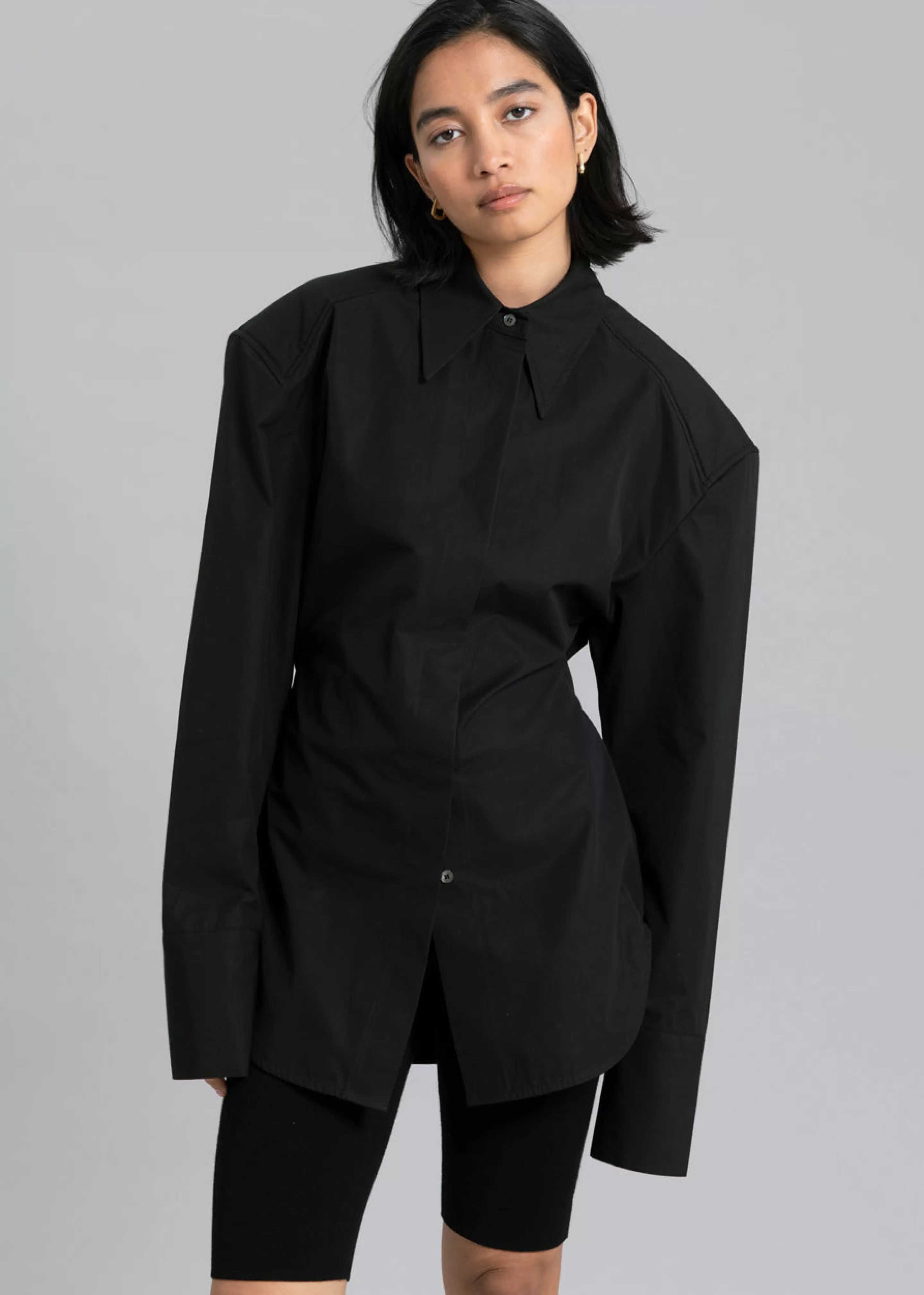 Tops | The Frankie Shop Bec Padded Shirt Black