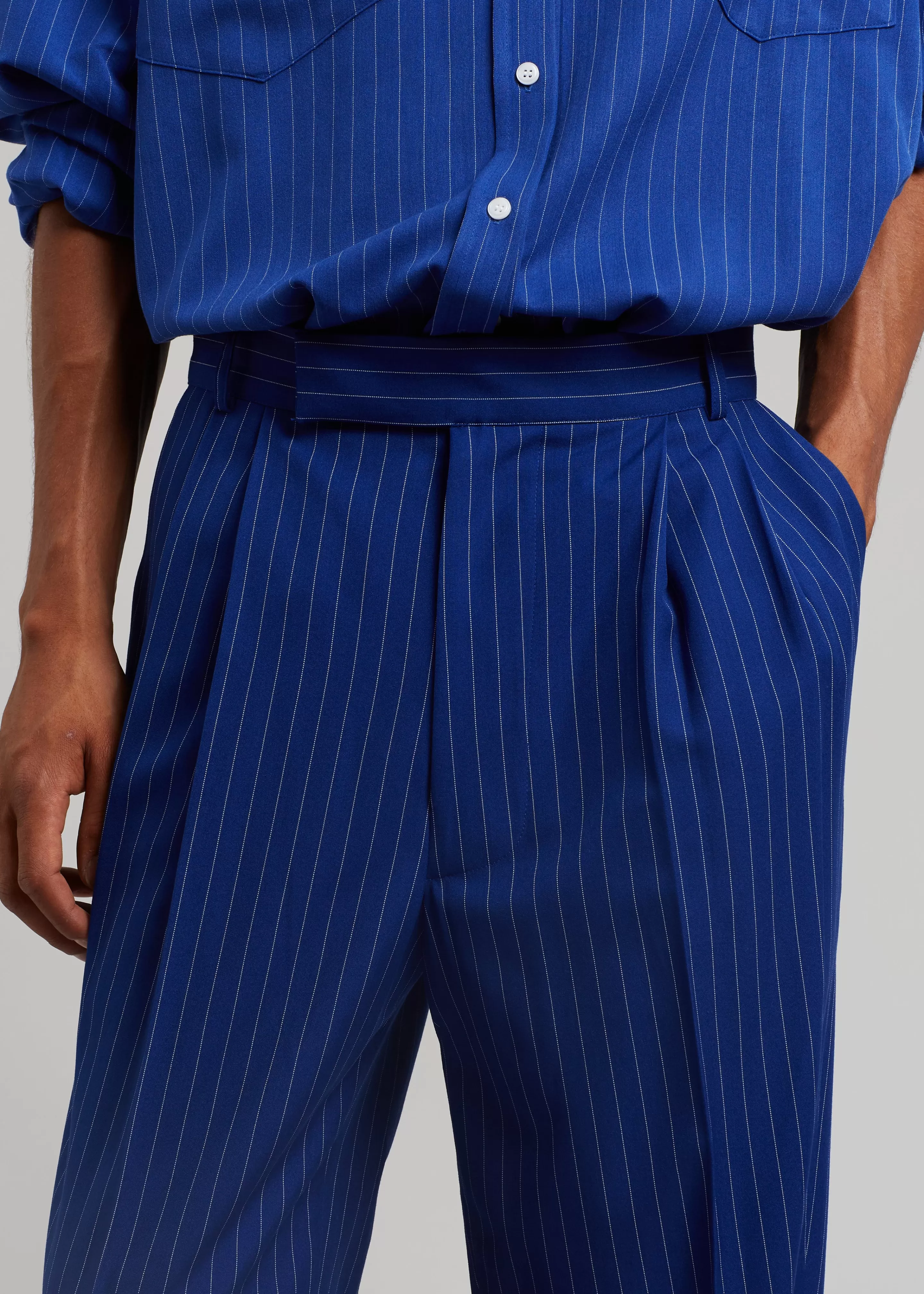 Bottoms | The Frankie Shop Beo Fluid Stripe Suit Pants Deep Blue