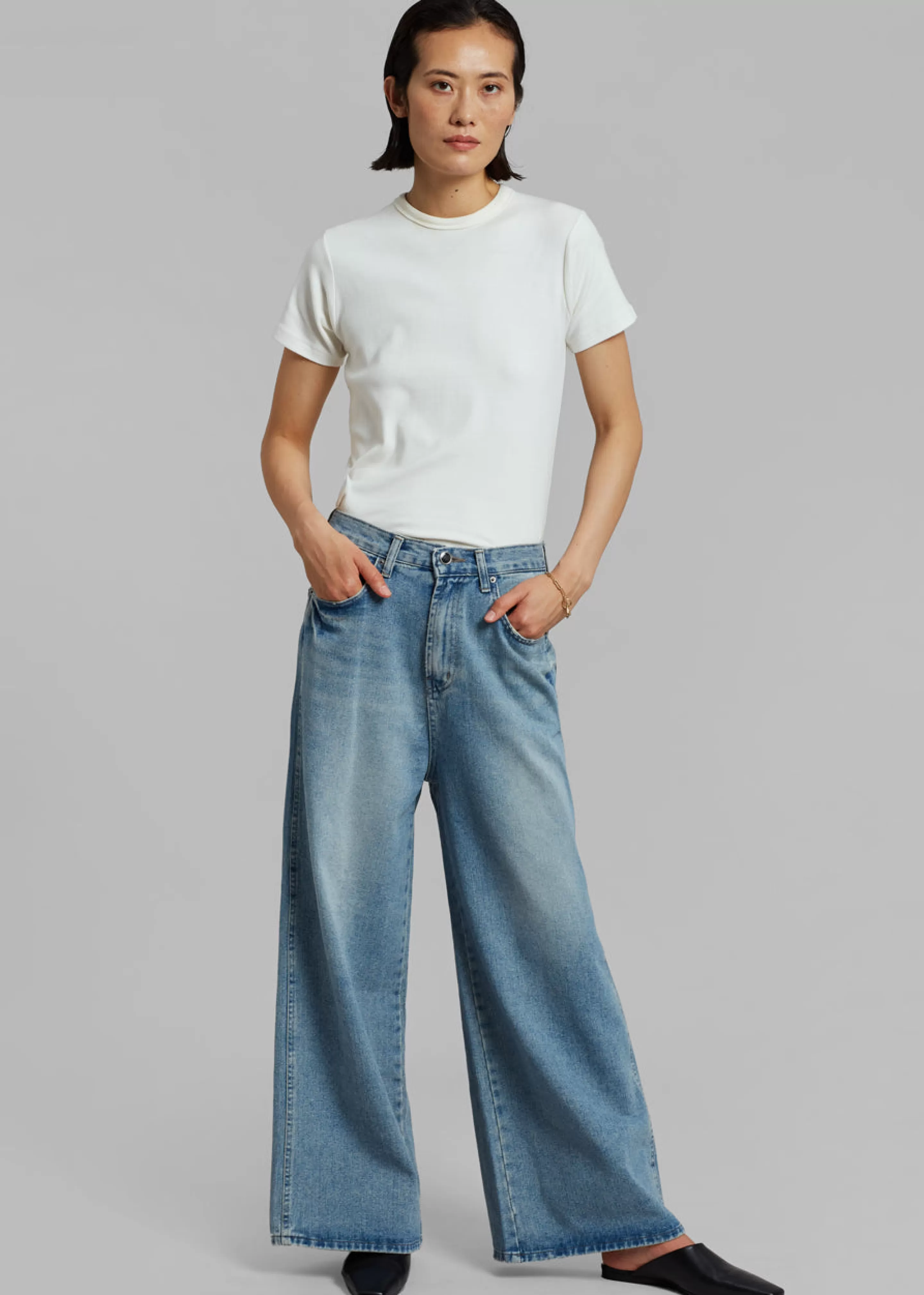 Bottoms | The Frankie Shop Boli Wide Pants Blue Denim