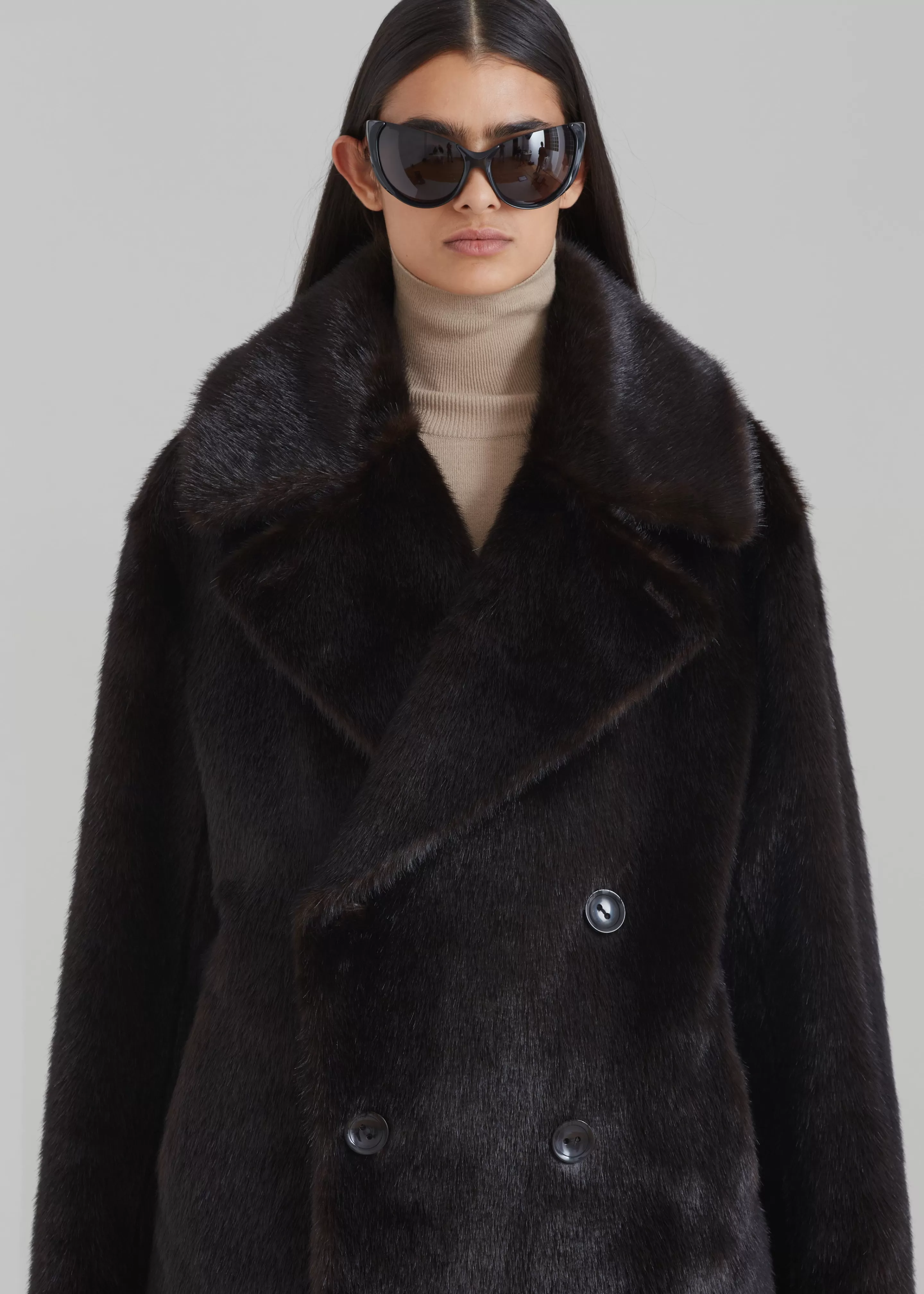 Outerwear | The Frankie Shop Brooke Faux Fur Coat Dark Espresso