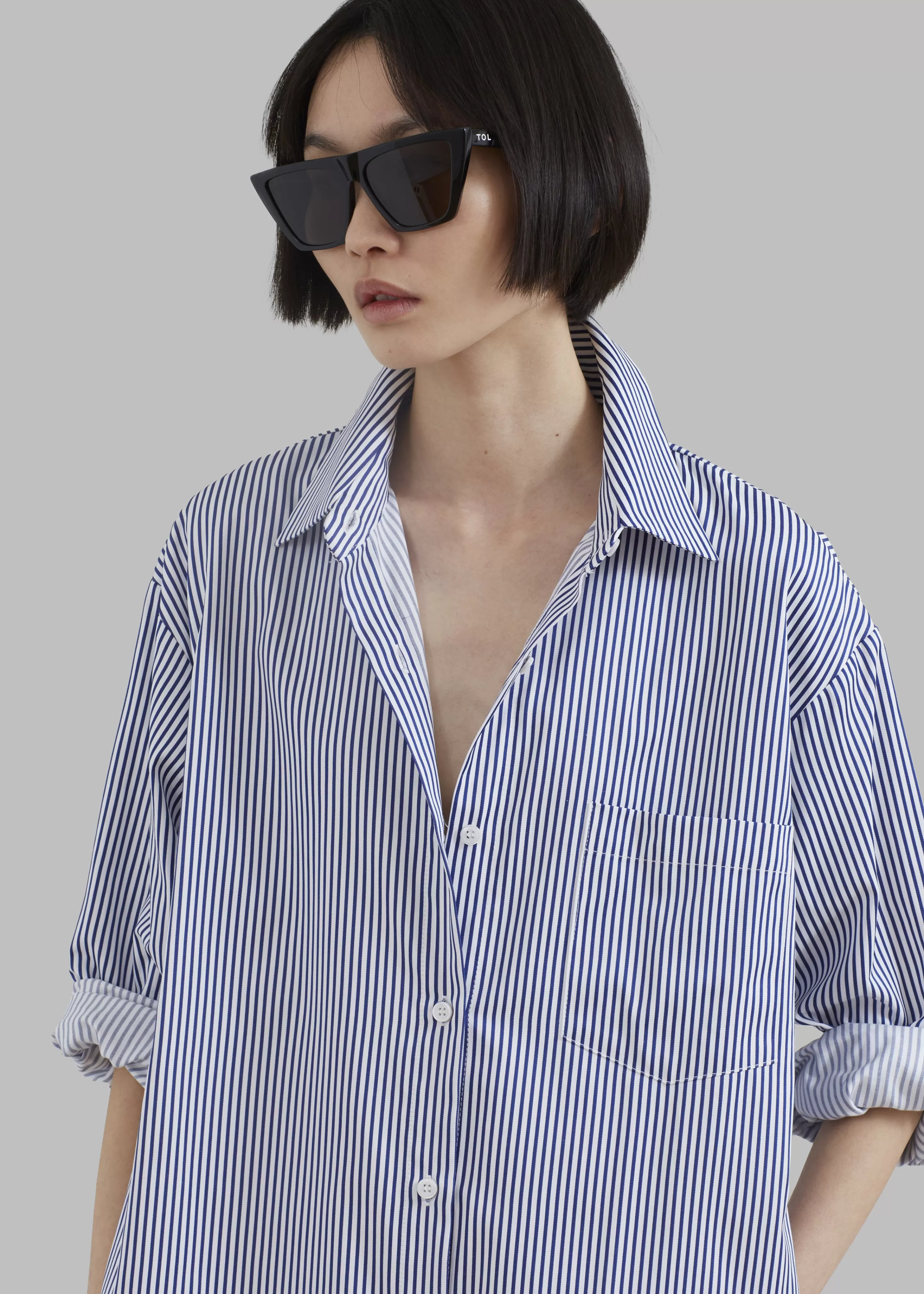 Dresses | The Frankie Shop Cala Shirt Dress Navy Stripe