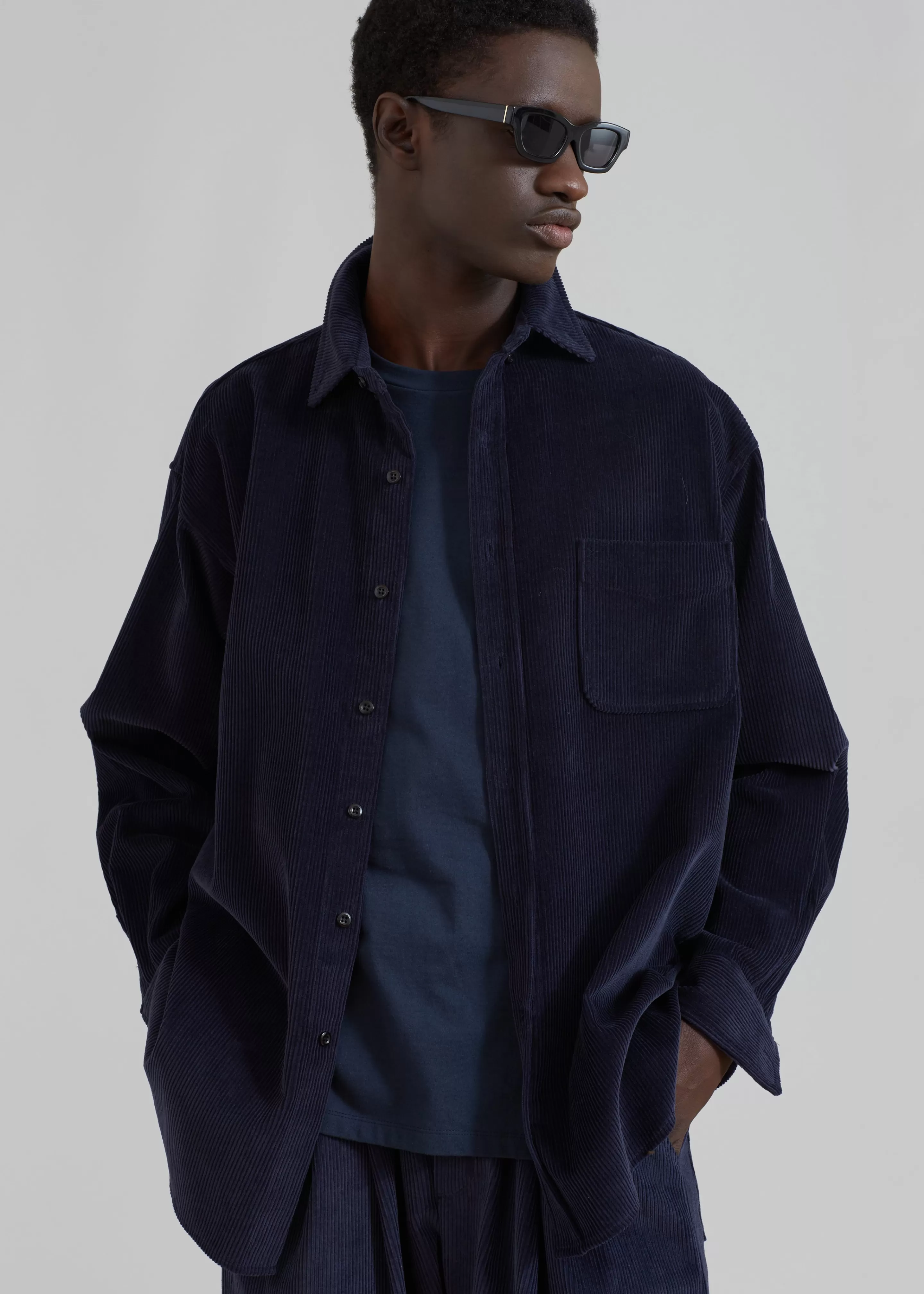 Tops | The Frankie Shop Camden Corduroy Shirt Navy