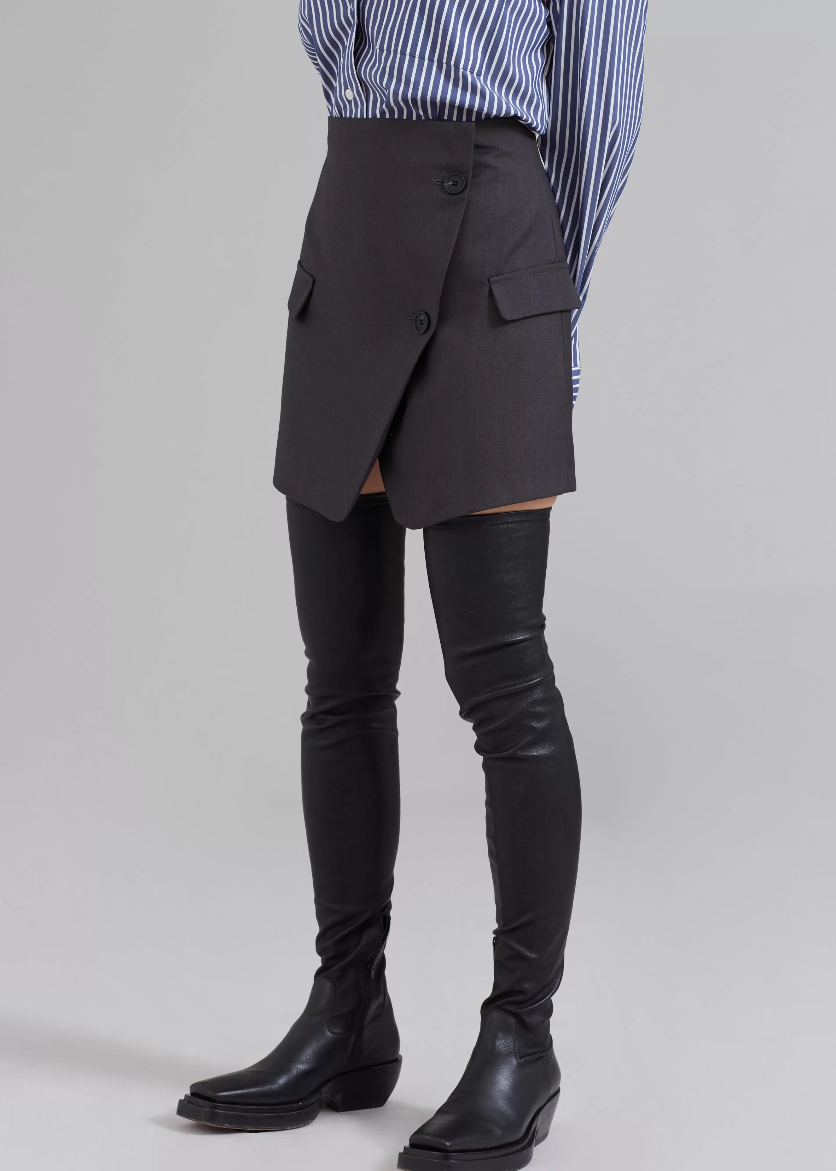 Bottoms | The Frankie Shop Camsel Cross Skirt Charcoal