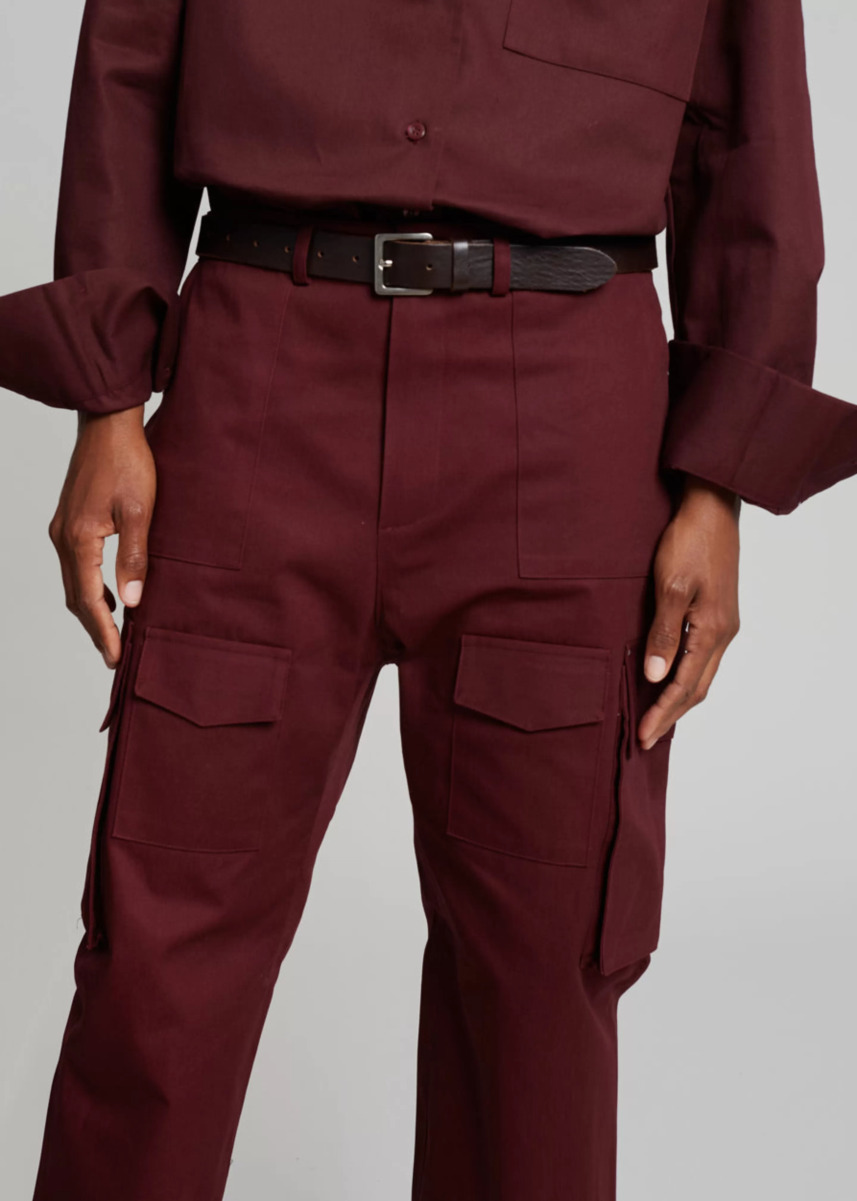 Bottoms | The Frankie Shop Carrie Twill Cargo Pants Burgundy