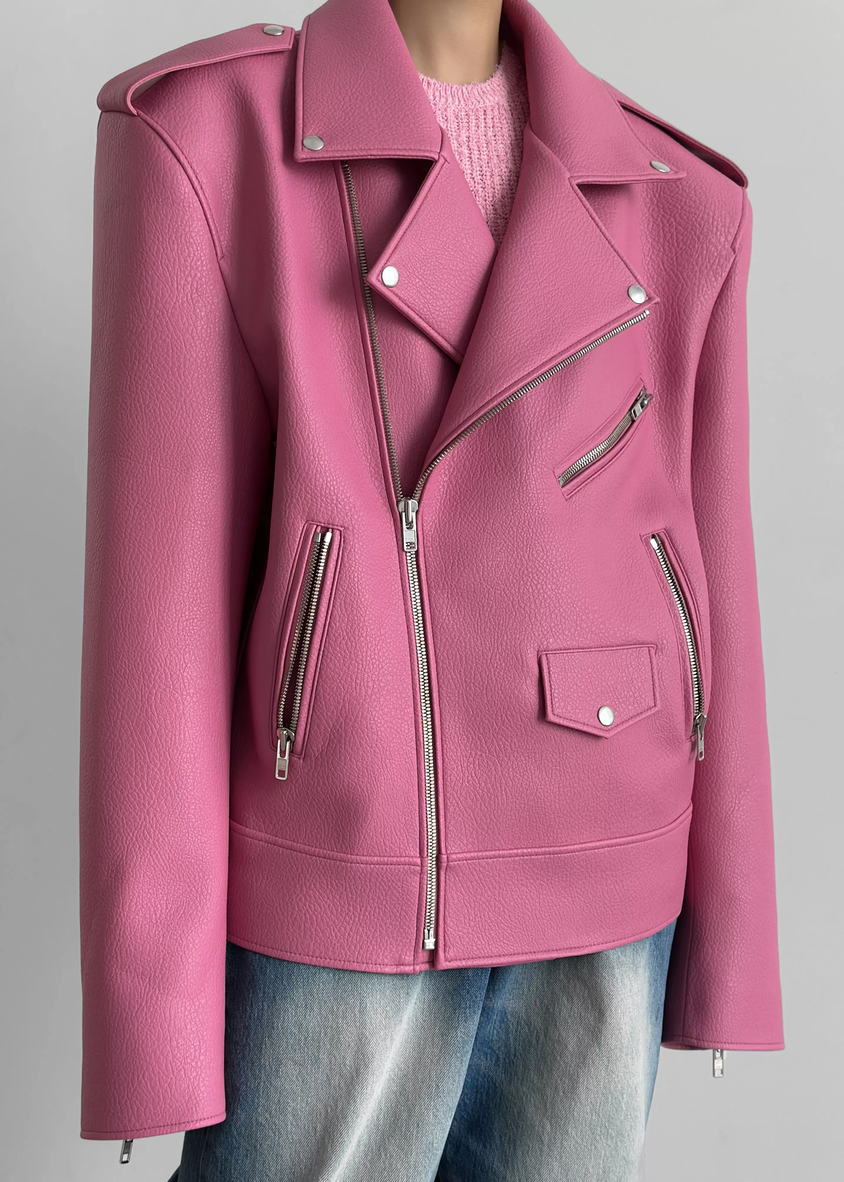 Outerwear | The Frankie Shop Chicago Oversized Perfecto Jacket Pink