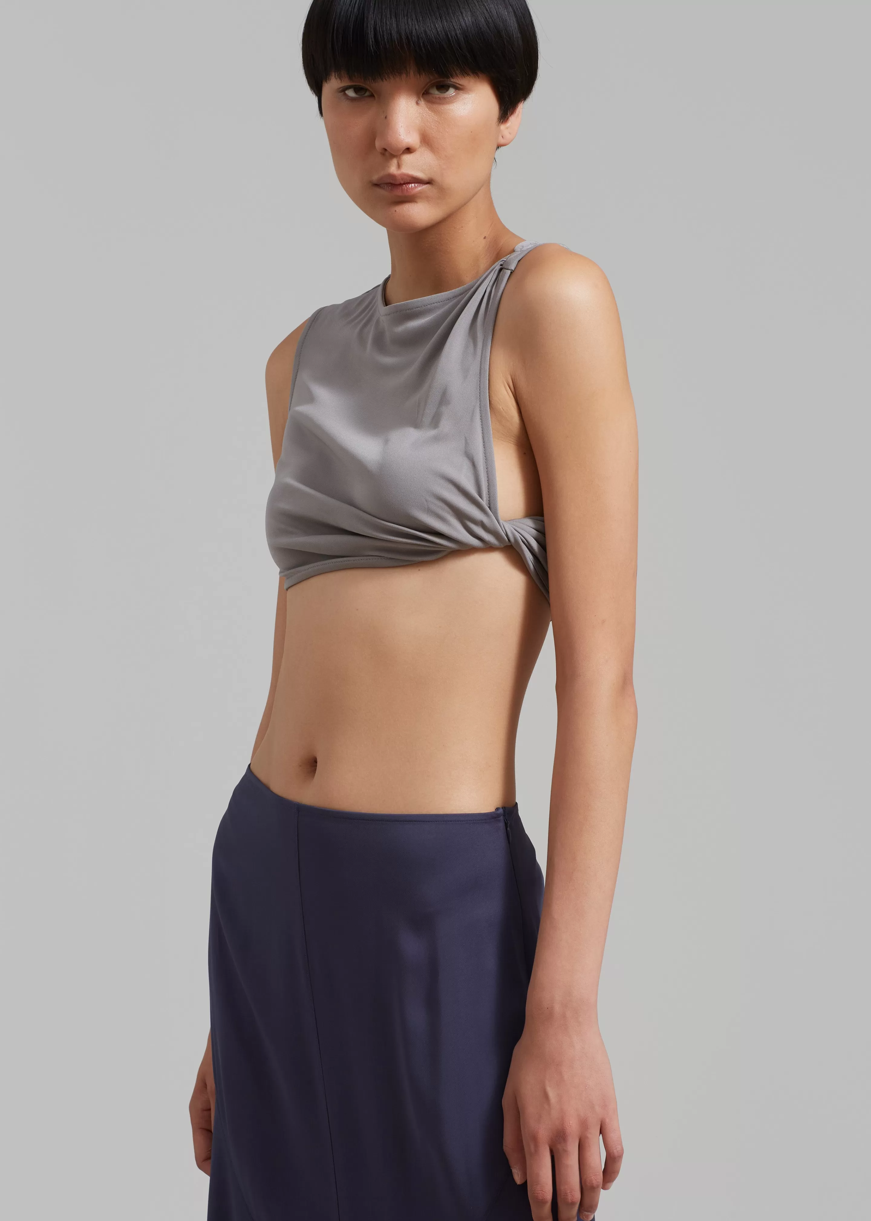 Tops | The Frankie Shop Christopher Esber Gesine Twisted Crop Concrete