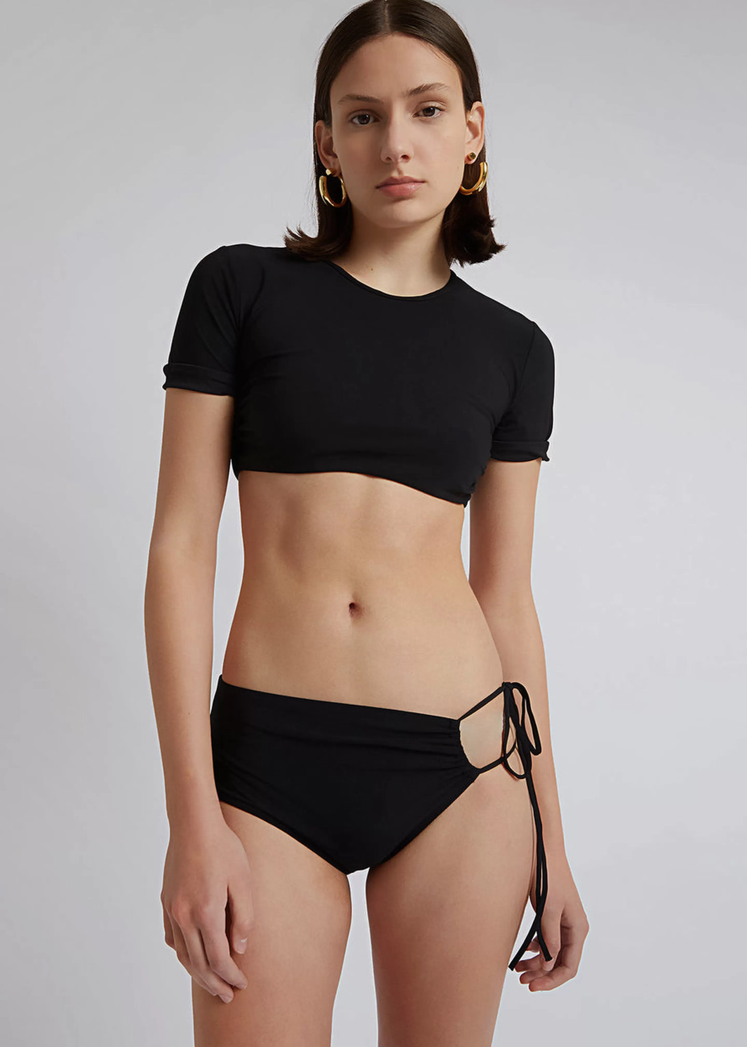 Swimwear | The Frankie Shop Christopher Esber Ruched Side Tie Brief Black