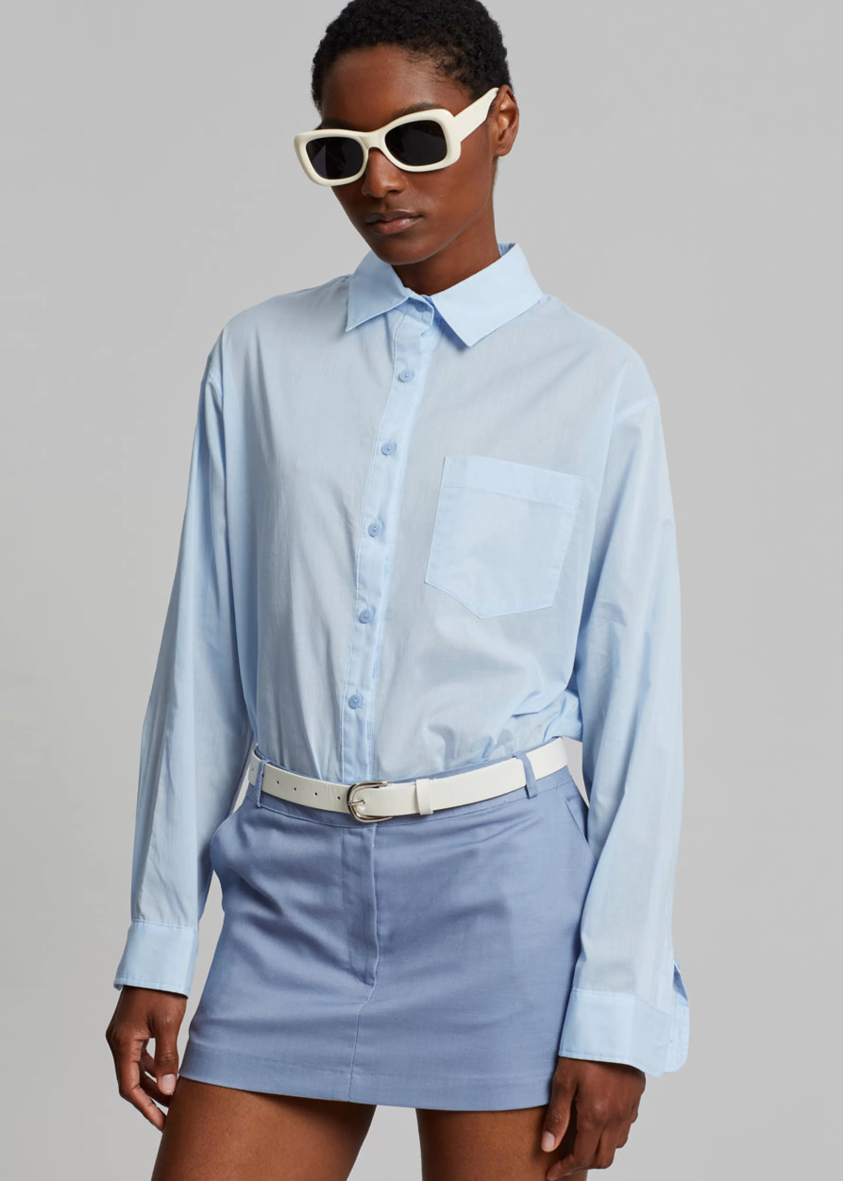 Tops | The Frankie Shop Cleia Shirt Light Blue