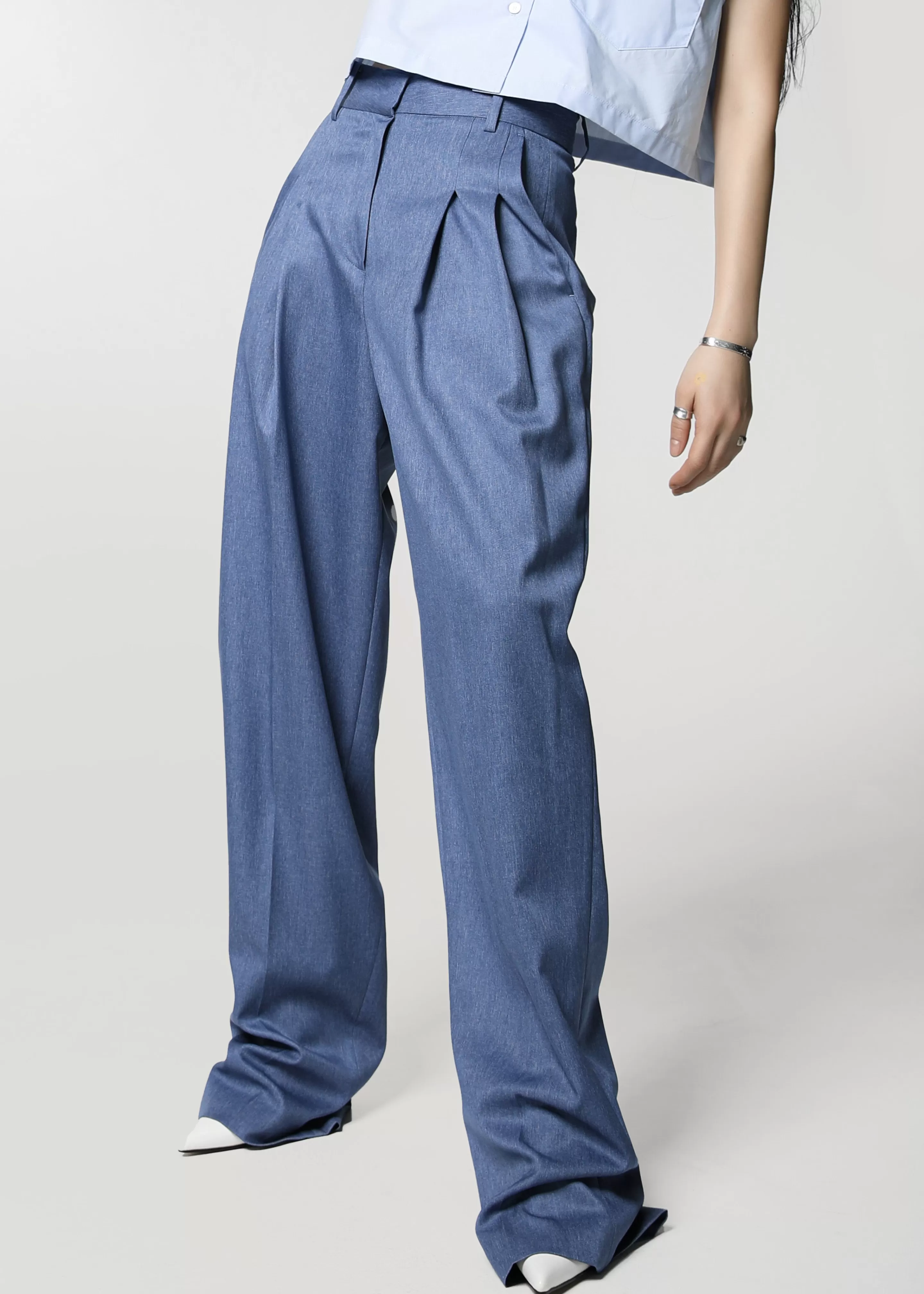 Bottoms | The Frankie Shop Cooper Pintuck Trousers Blue