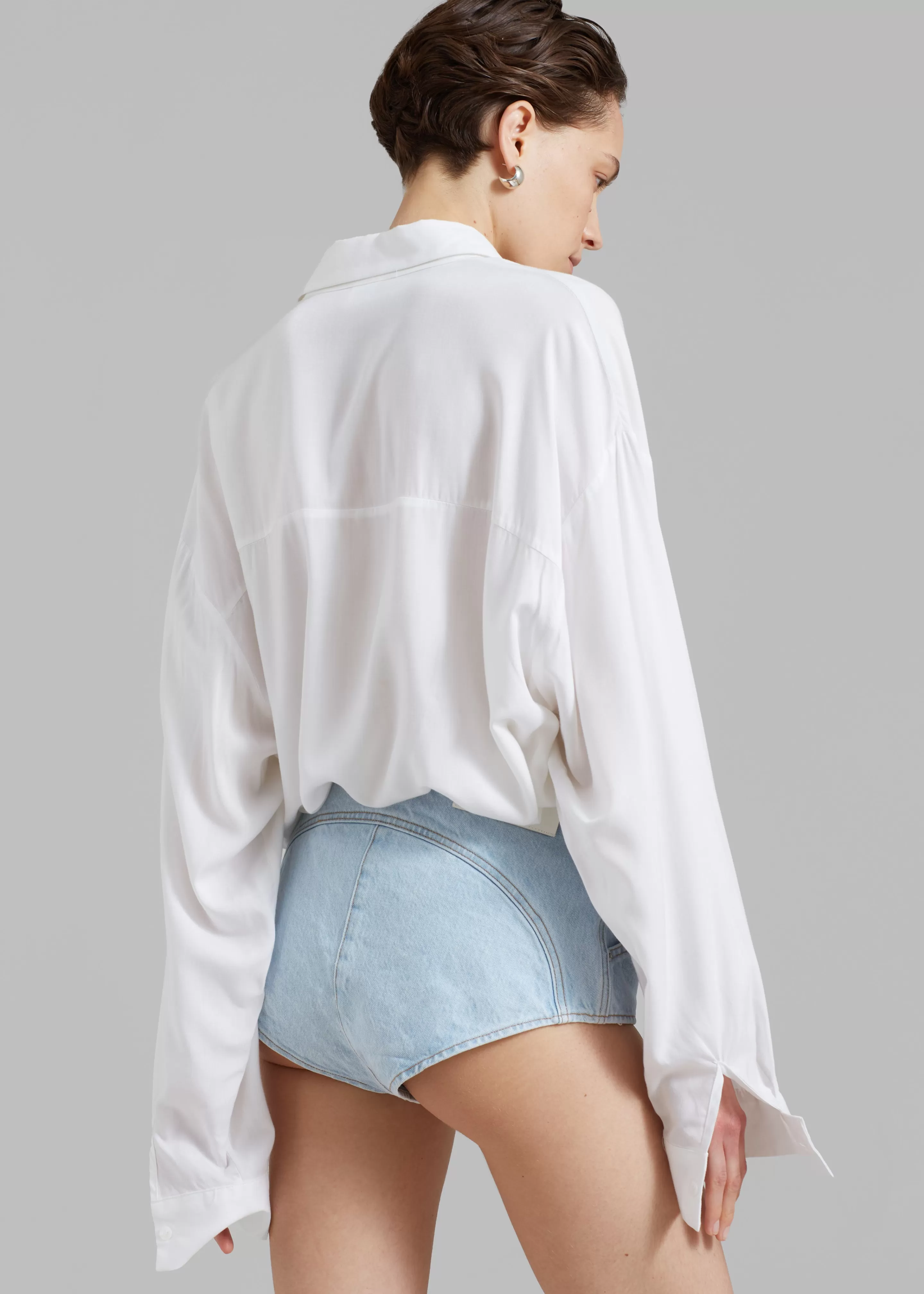 Bottoms | The Frankie Shop Coperni Denim High-Waisted Briefs Ice Blue