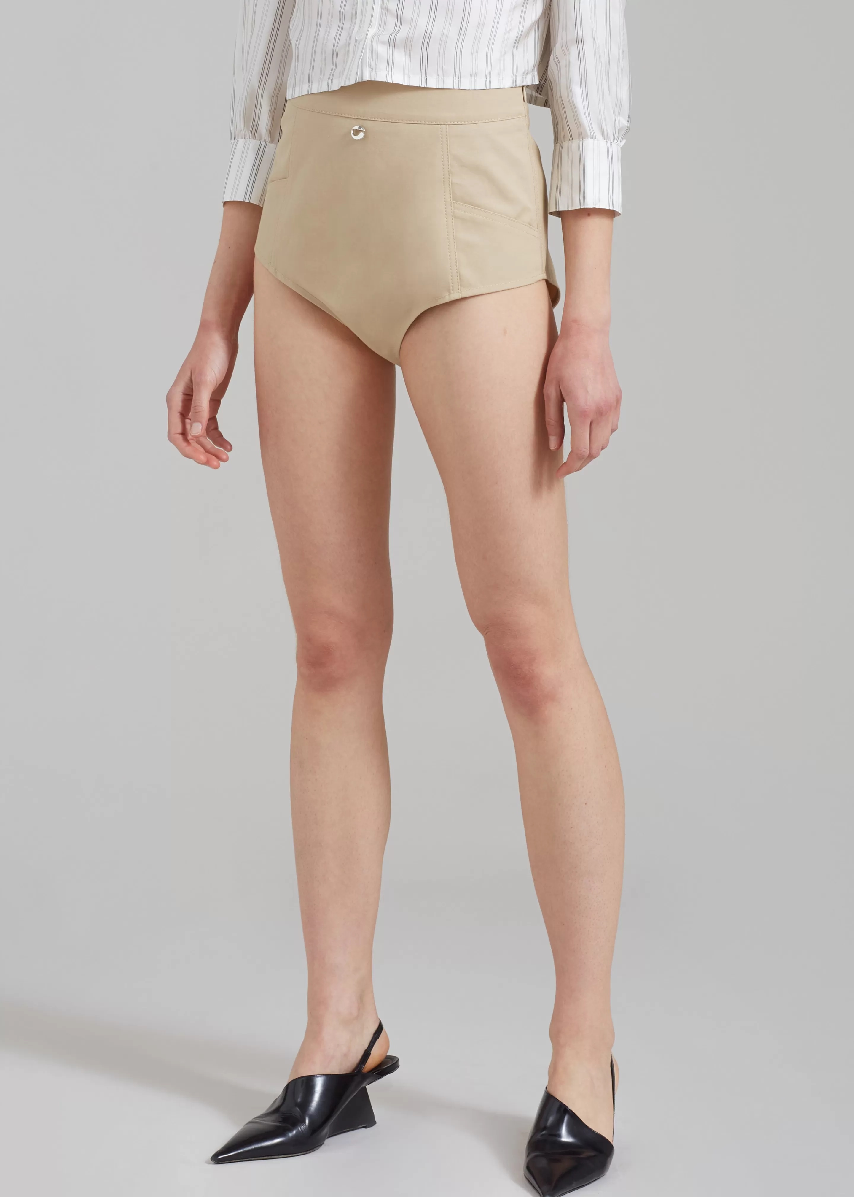 Bottoms | The Frankie Shop Coperni High-Waisted Briefs Beige