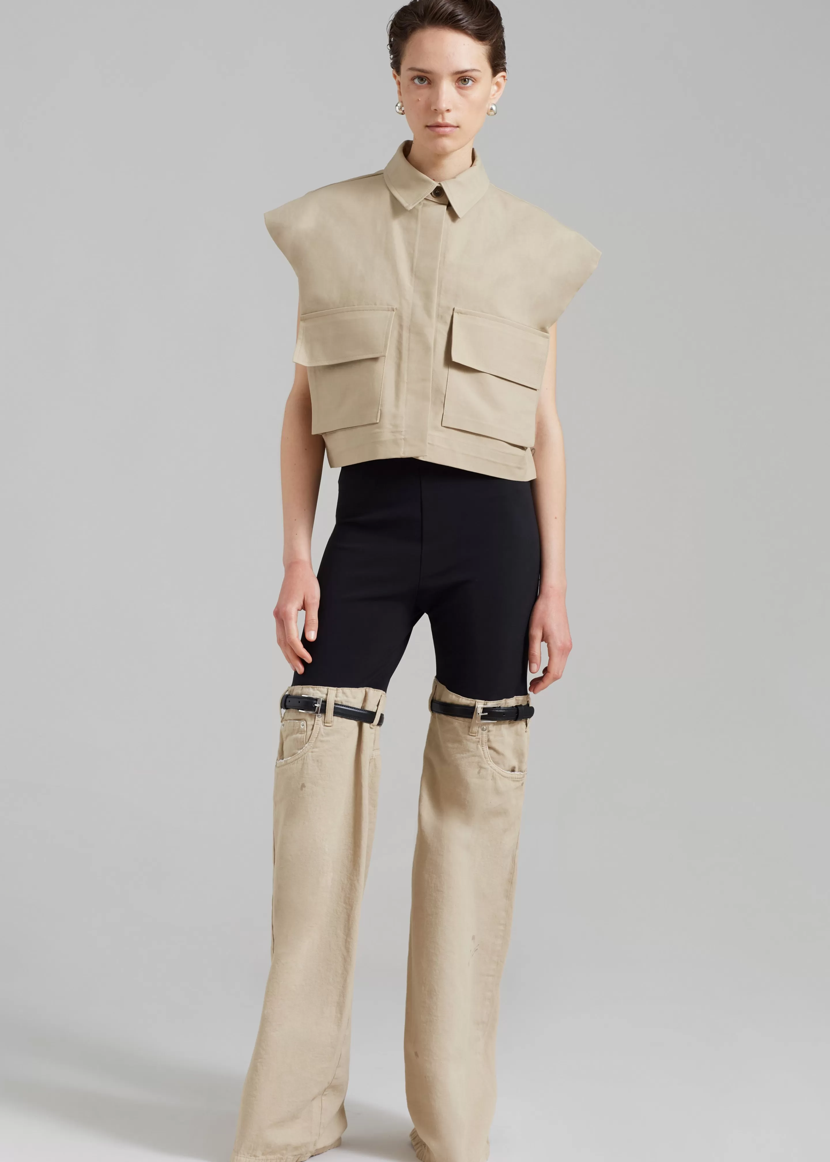 Bottoms | The Frankie Shop Coperni Hybrid Denim Trousers Black/Beige