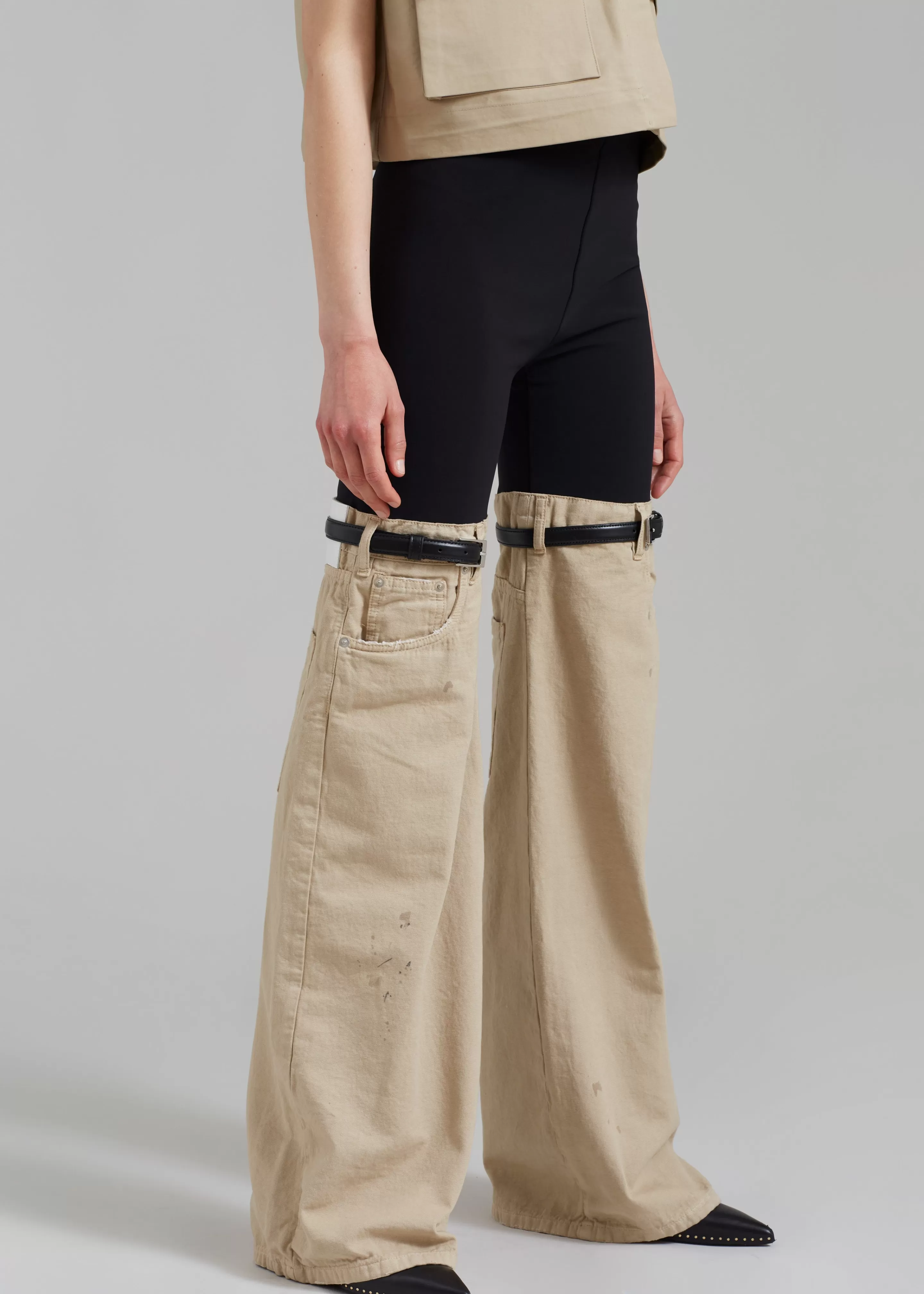 Bottoms | The Frankie Shop Coperni Hybrid Denim Trousers Black/Beige