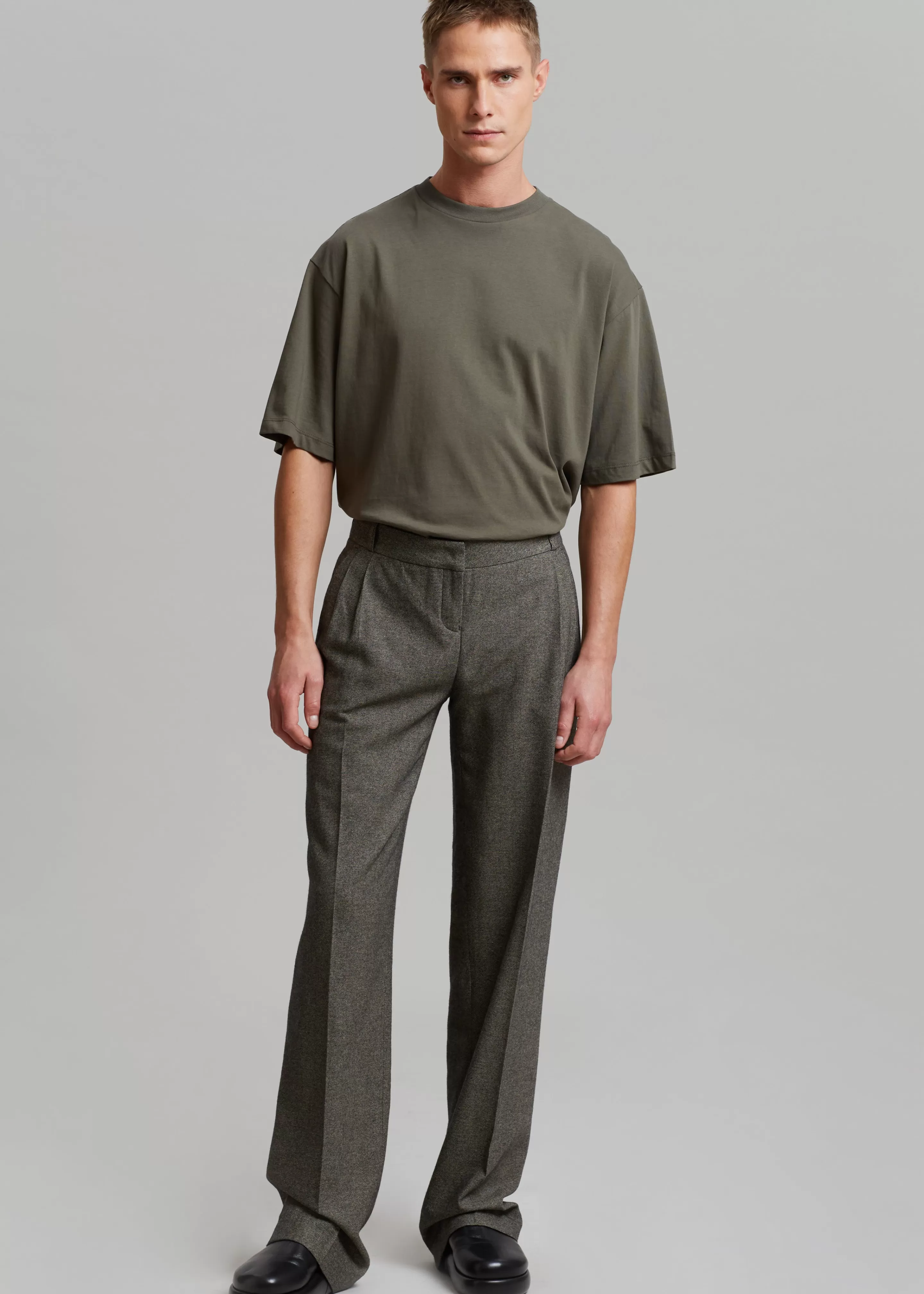 Bottoms | The Frankie Shop Coperni Low-Rise Loose Tailored Trousers Dark Moss