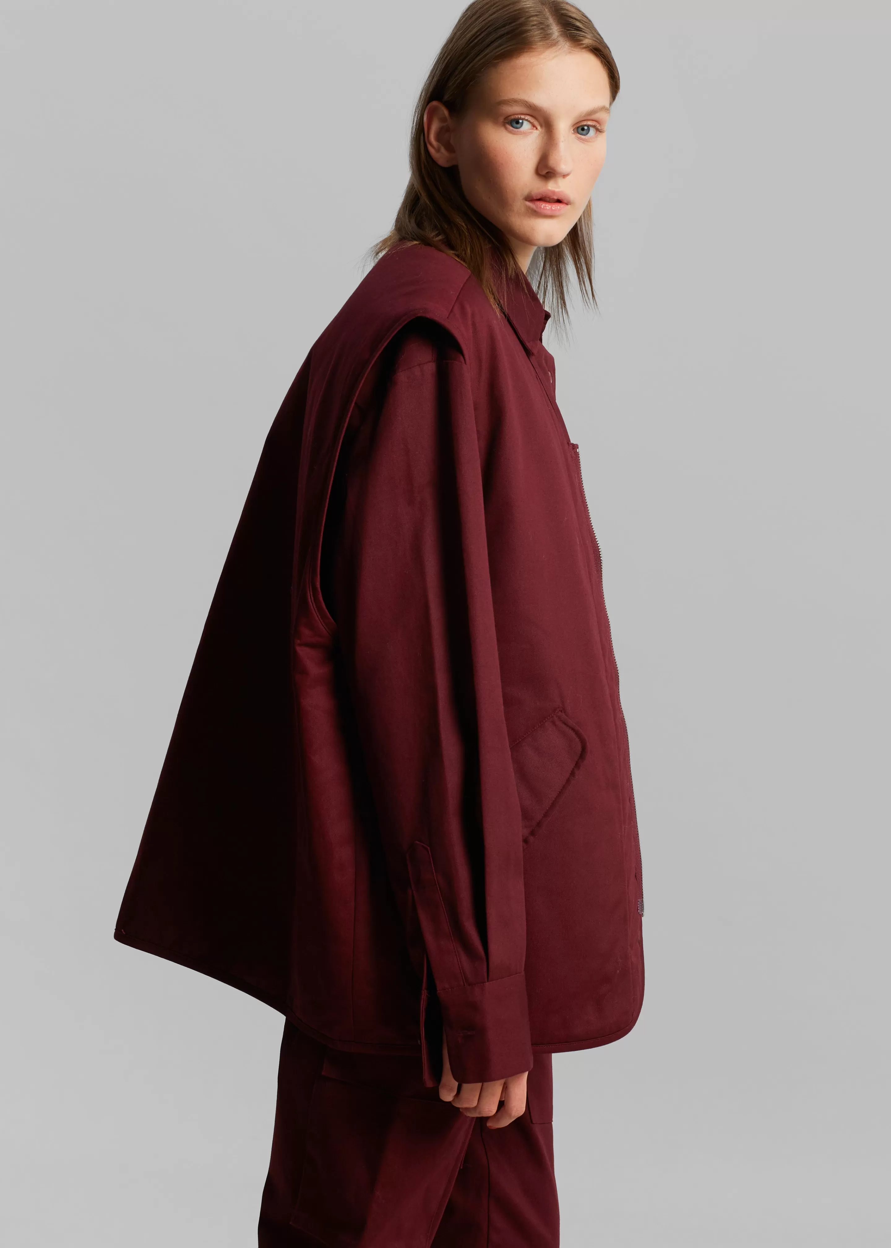 Outerwear | The Frankie Shop Devon Wide Zip Vest Burgundy