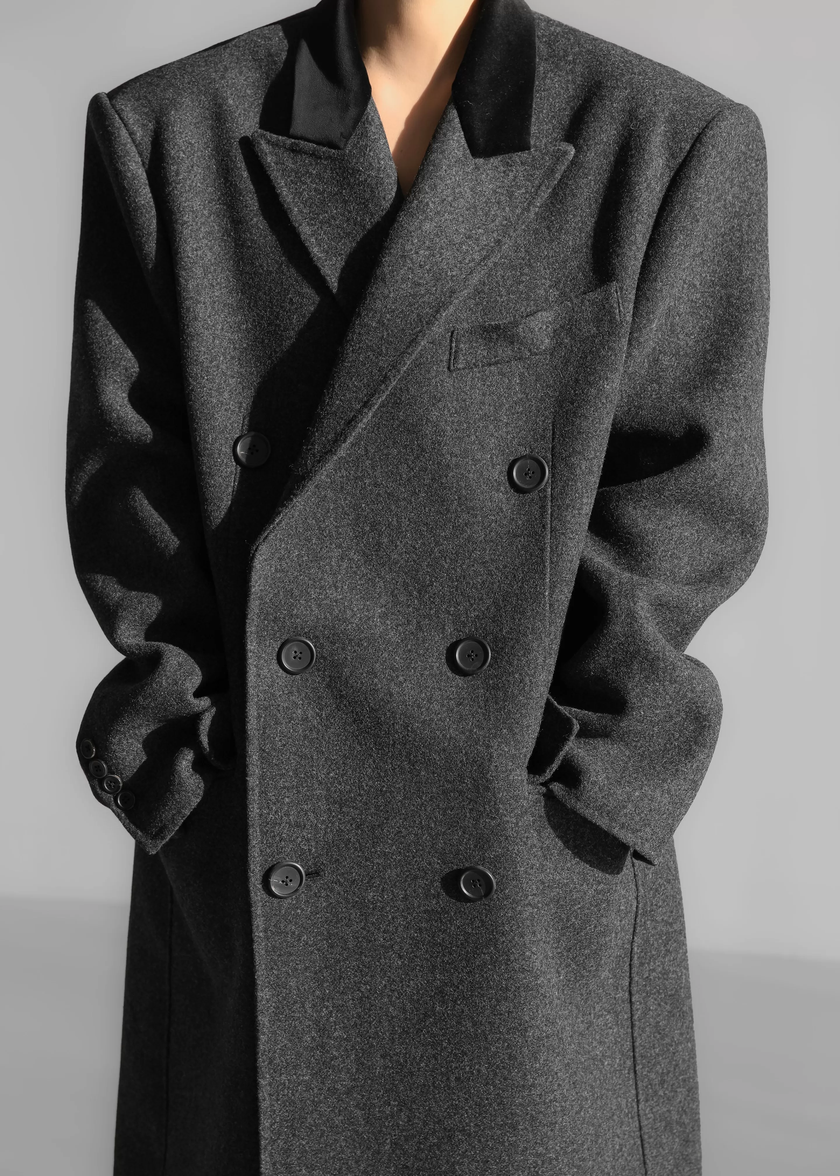 Outerwear | The Frankie Shop Dolly Contrast Collar Coat Dark Grey Melange