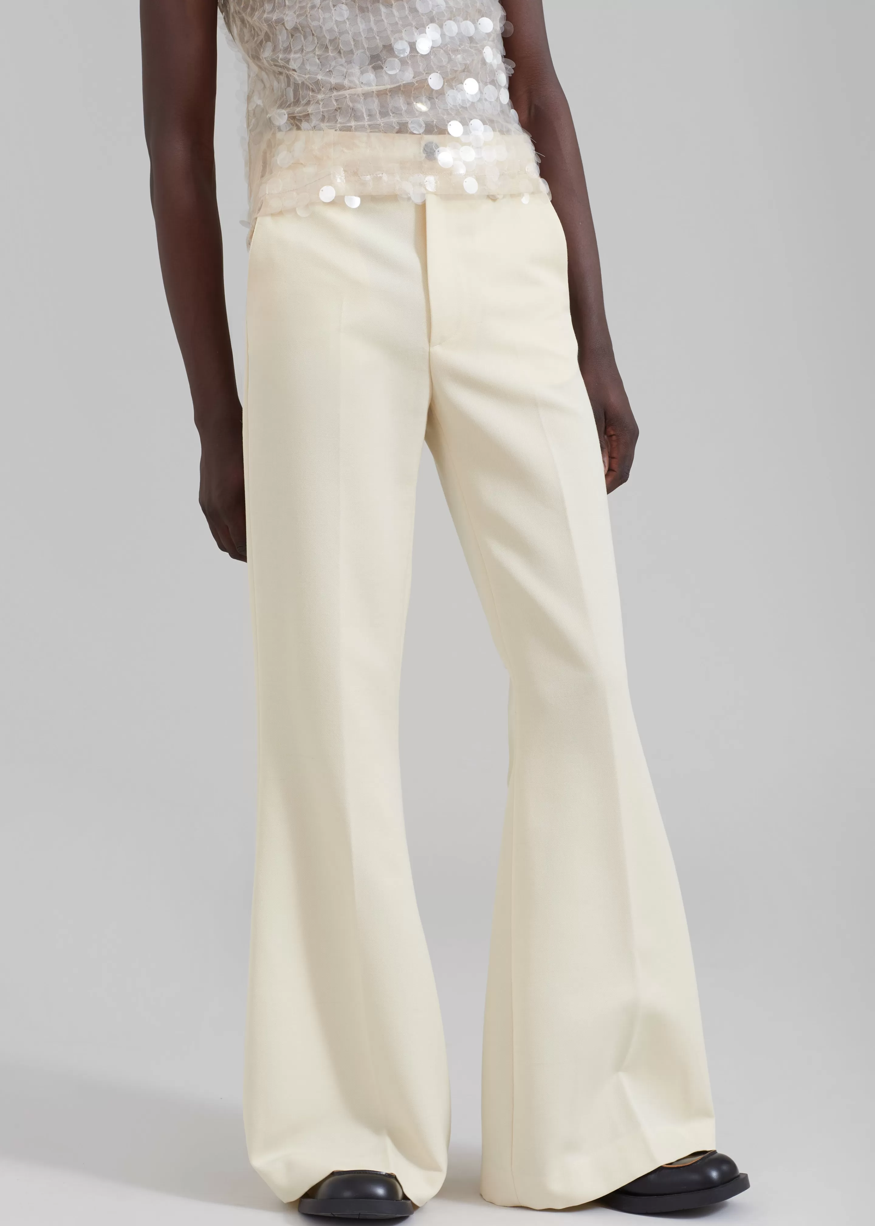 Bottoms | The Frankie Shop Egonlab Mega Flared Pants Light Beige Wool