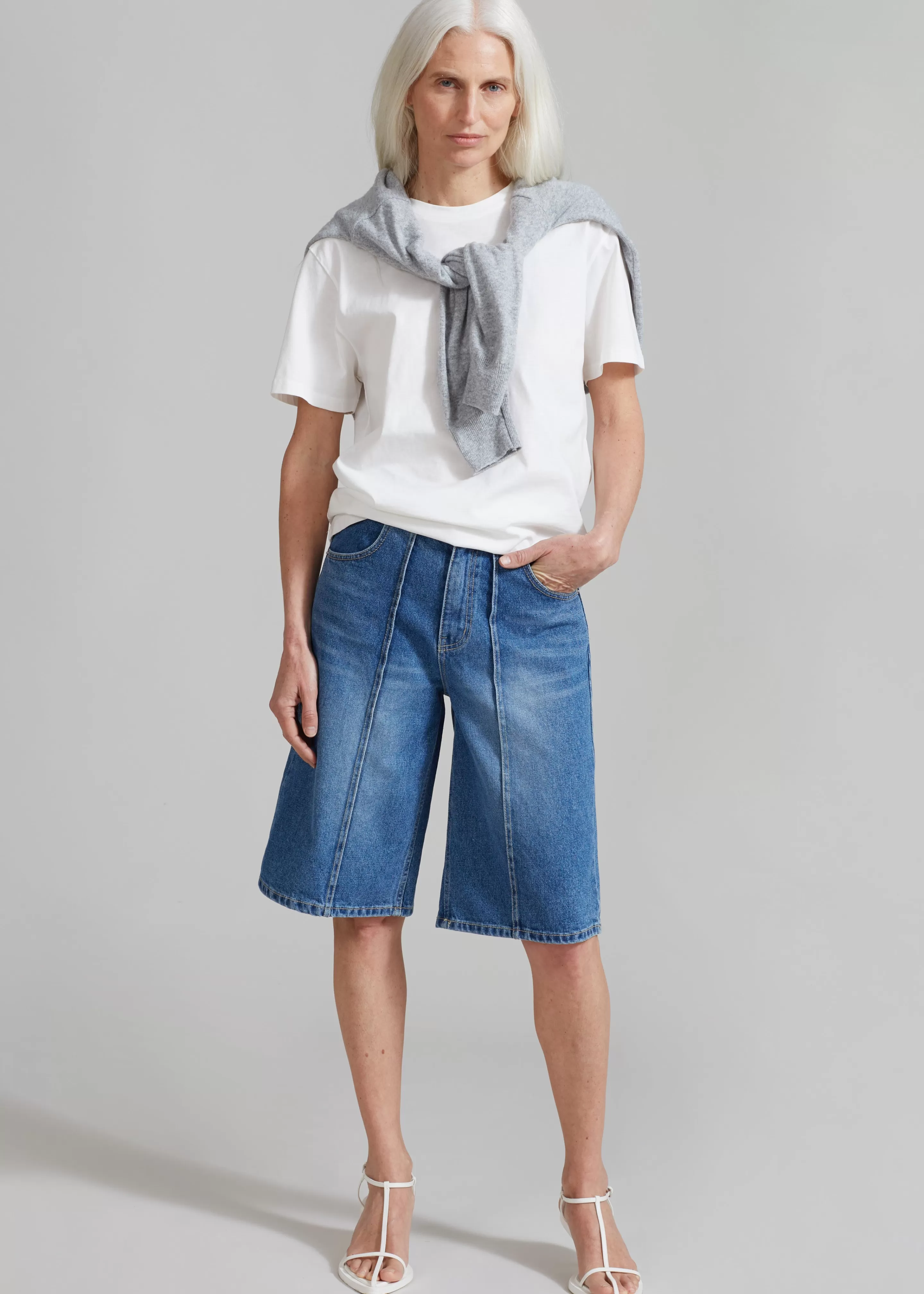 Bottoms | The Frankie Shop Elia Denim Bermuda Shorts Medium Wash