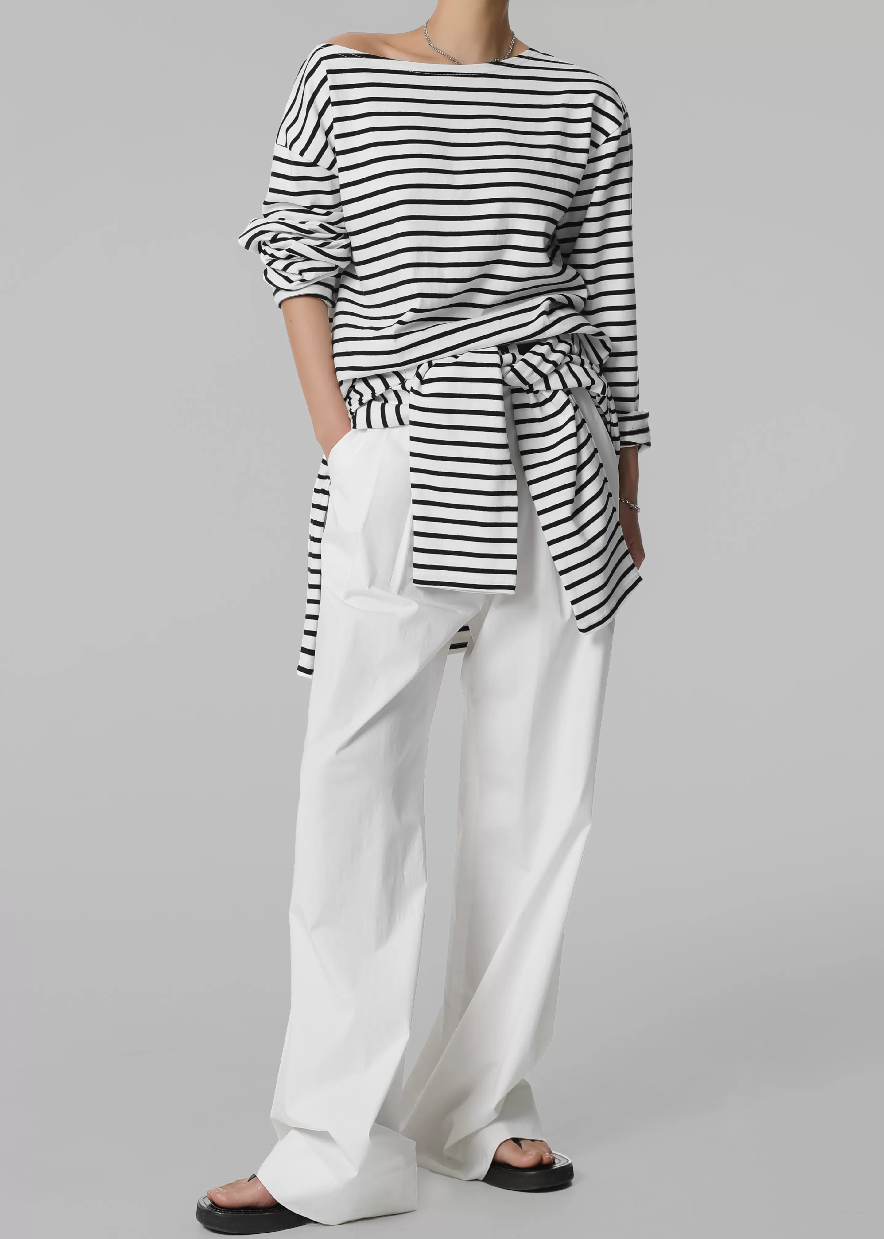 Tops | The Frankie Shop Elin Boatneck Top Black Stripe