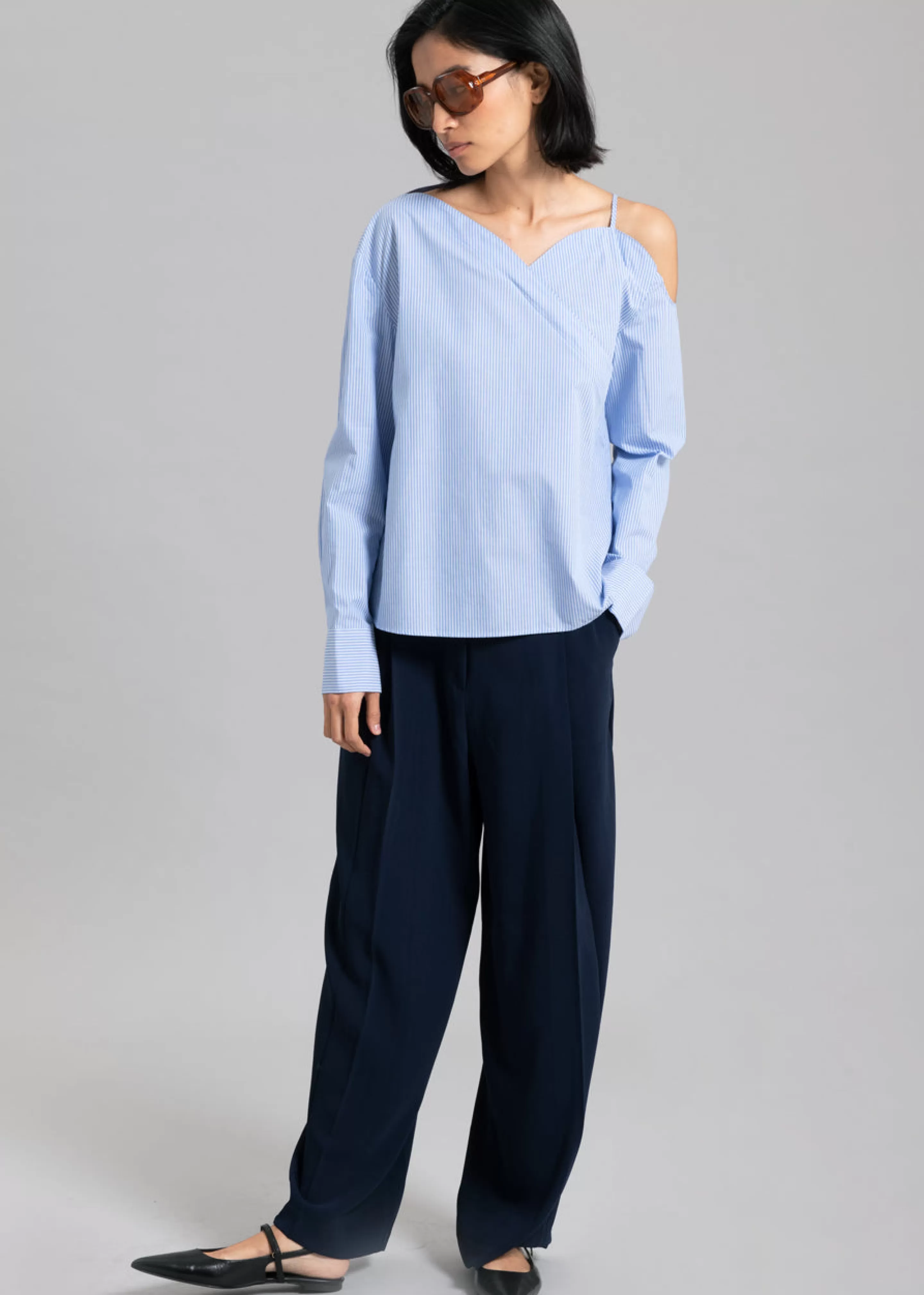 Tops | The Frankie Shop Eliz Shirt Blue Stripe