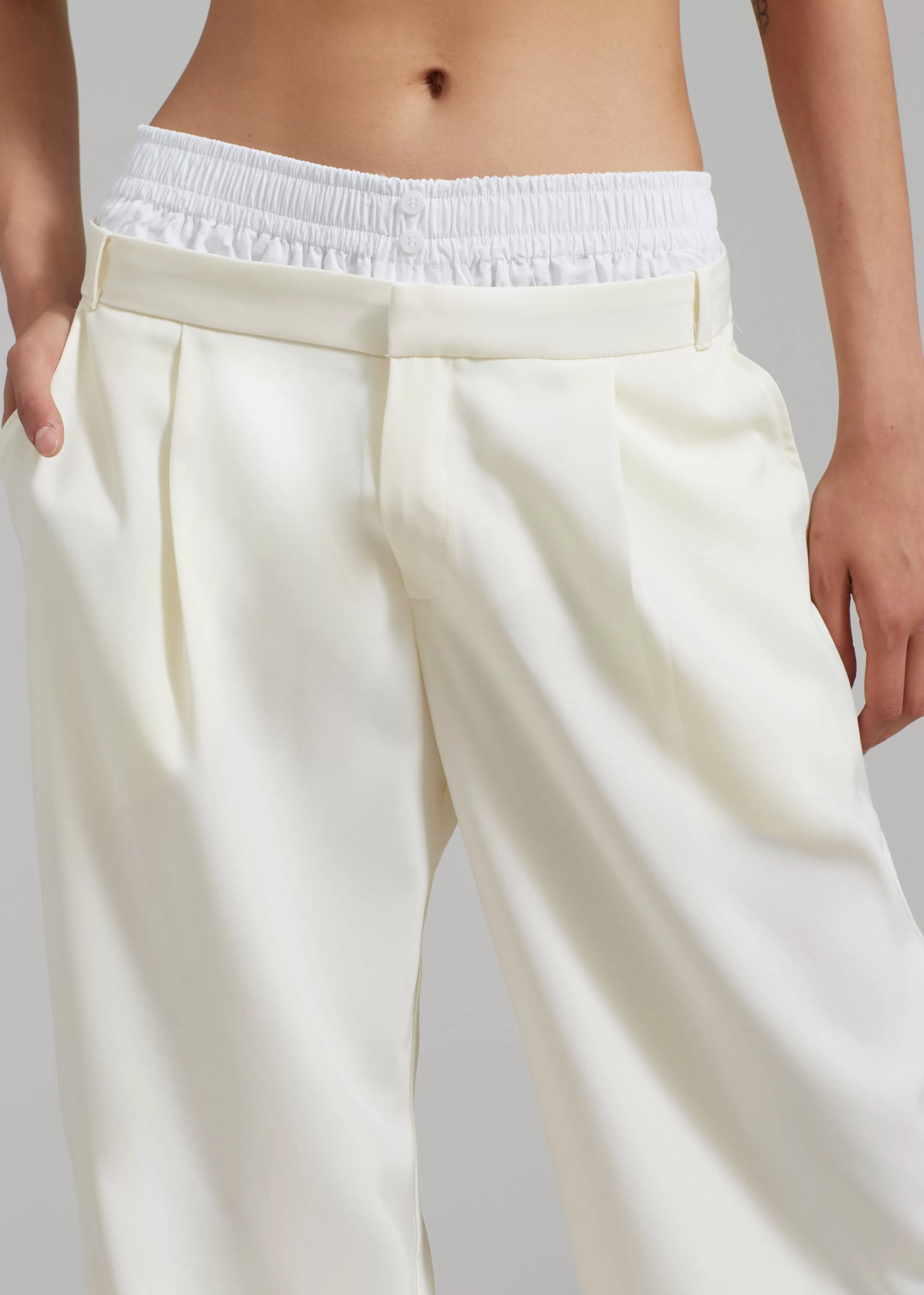 Bottoms | The Frankie Shop Ellie Darted Boxer Trousers Cream