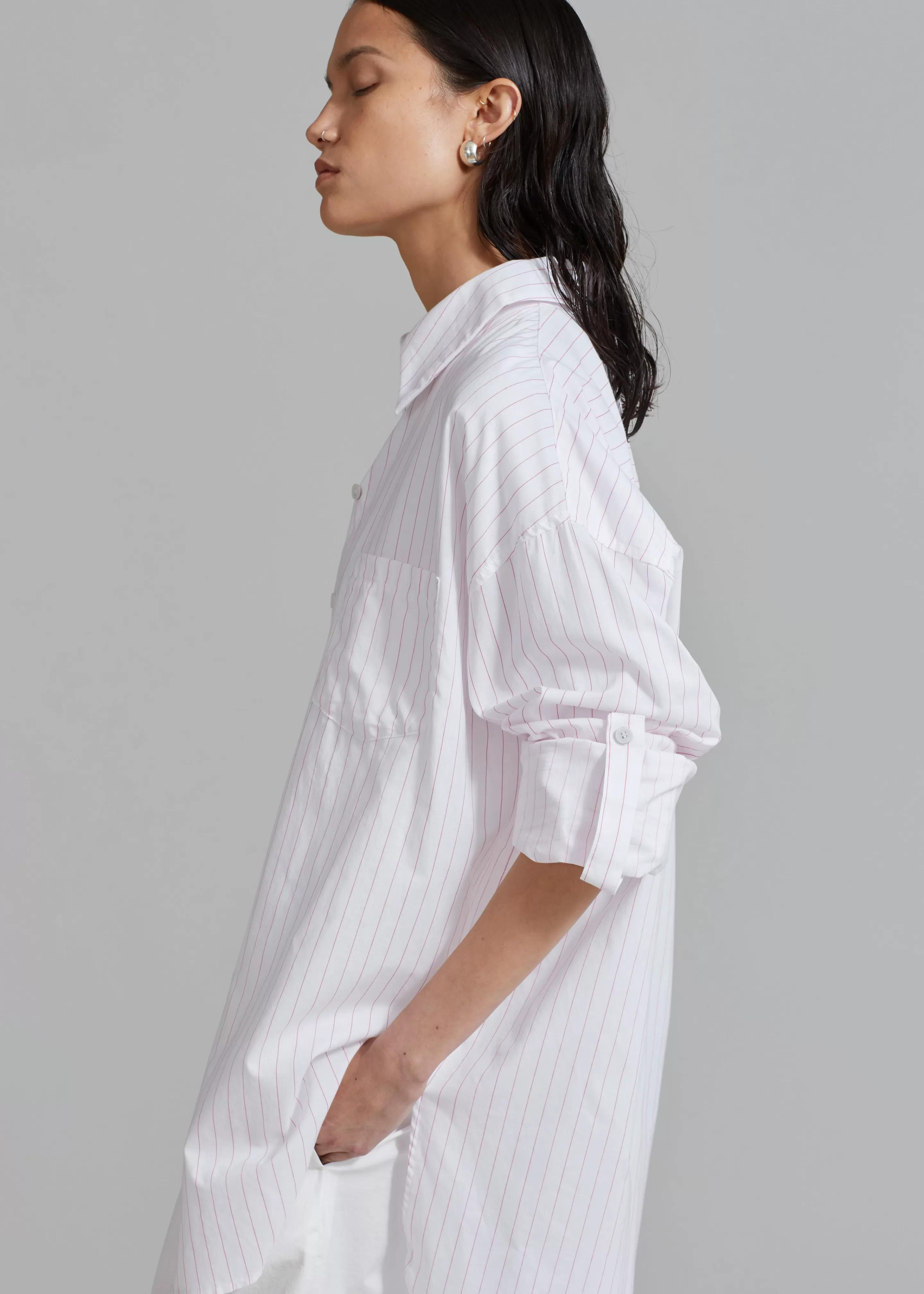 Tops | The Frankie Shop Erin Roll Up Shirt Pink Stripe