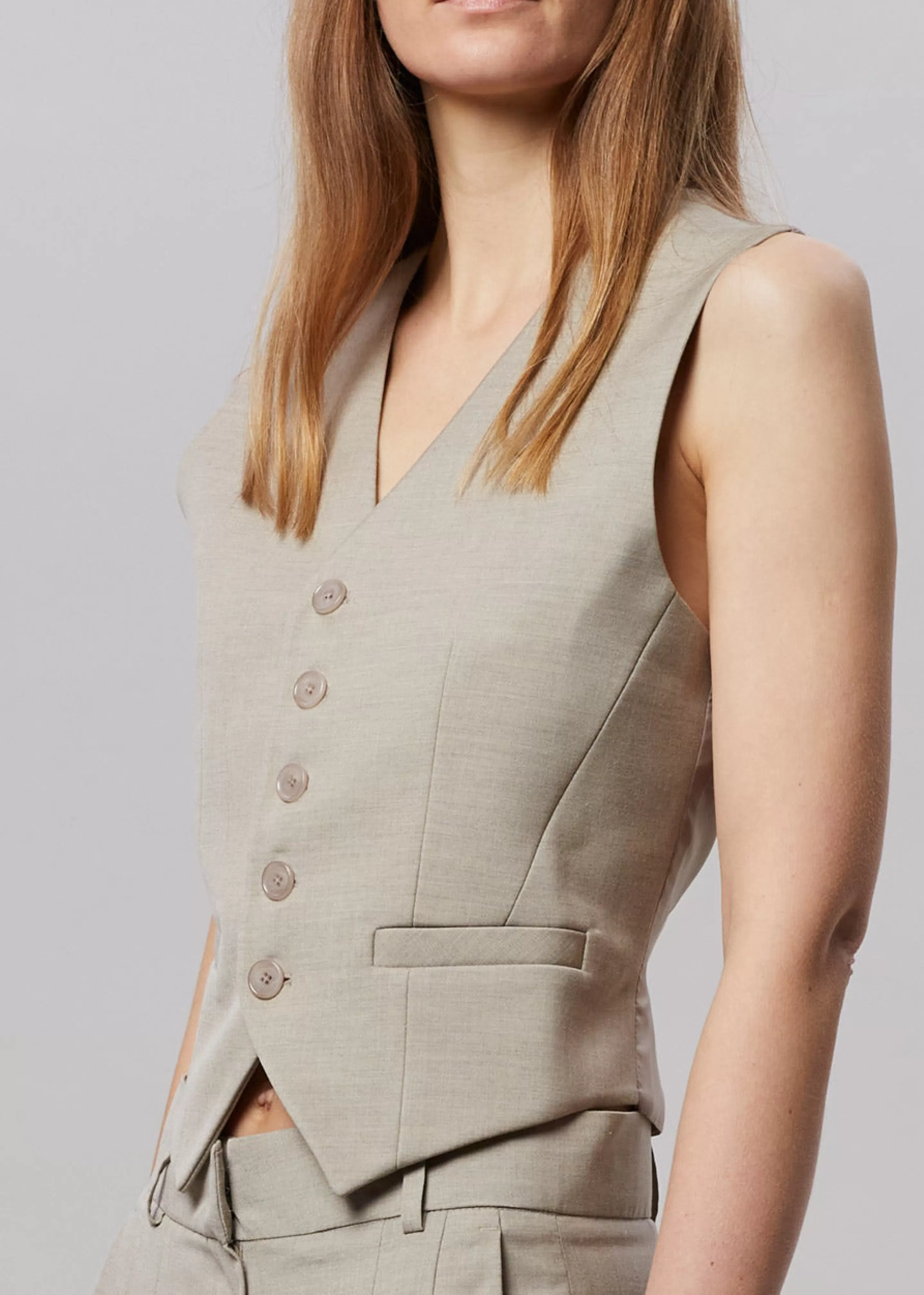 Outerwear | The Frankie Shop Gelso Waistcoat Light Taupe Melange