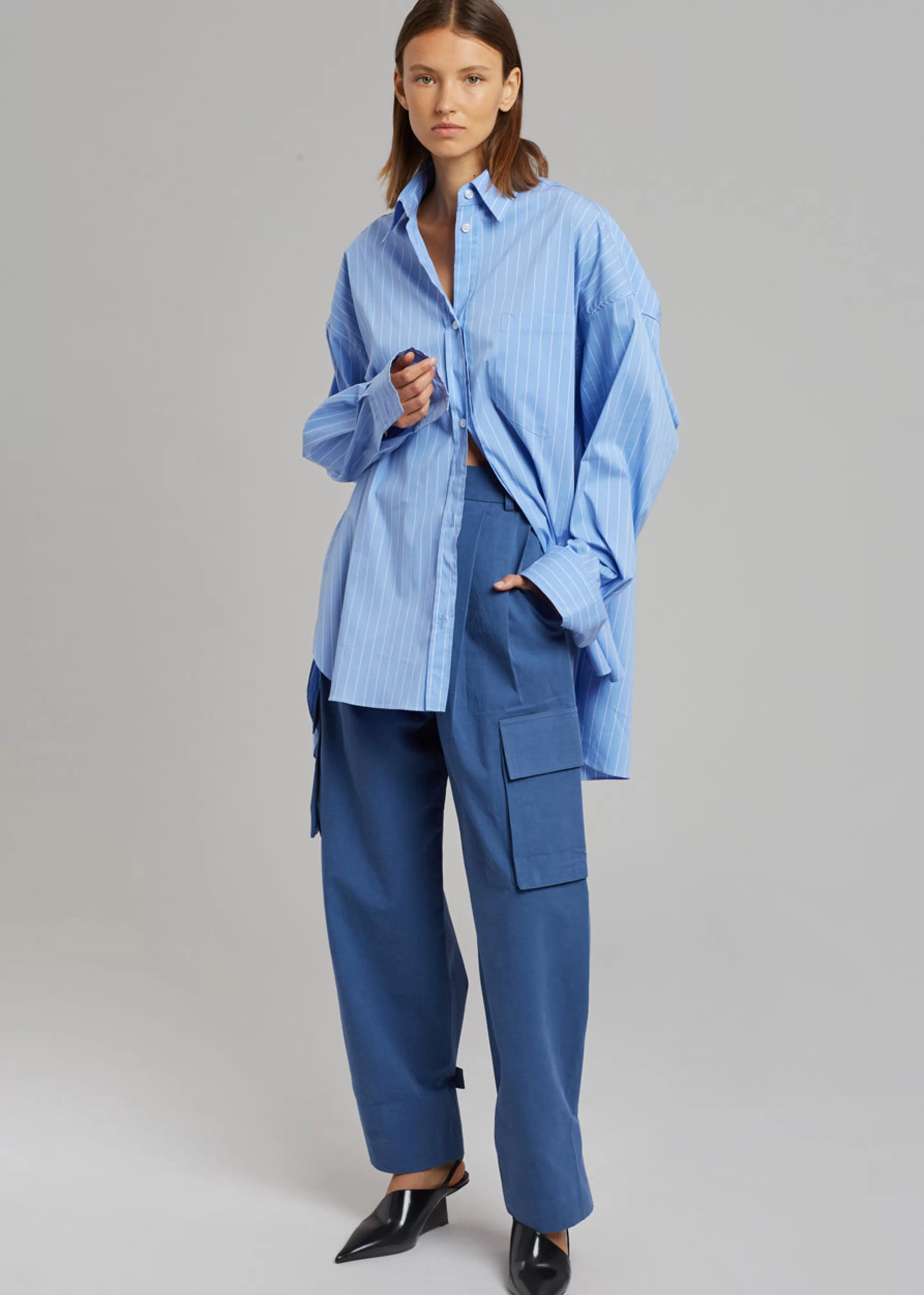 Tops | The Frankie Shop Georgia Pinstripe Shirt Light Blue