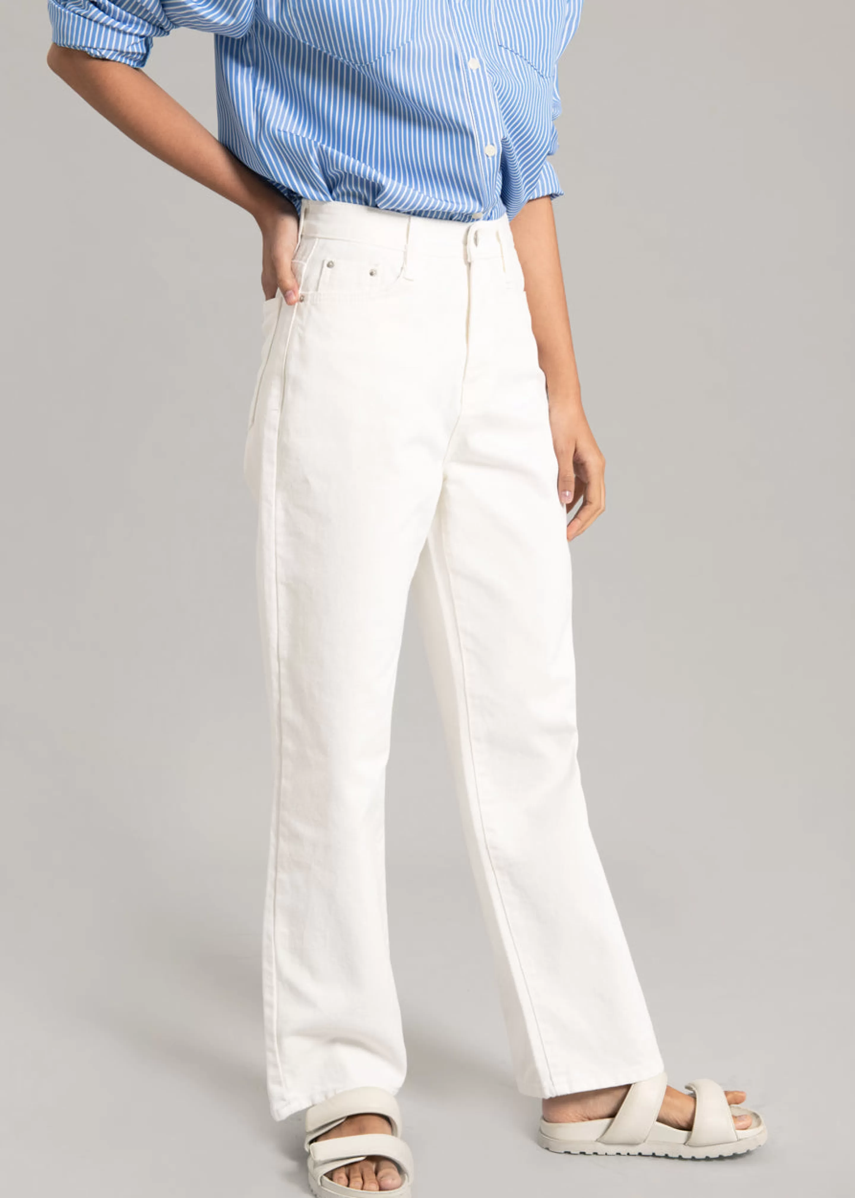 Bottoms | The Frankie Shop Hann Denim Pants White