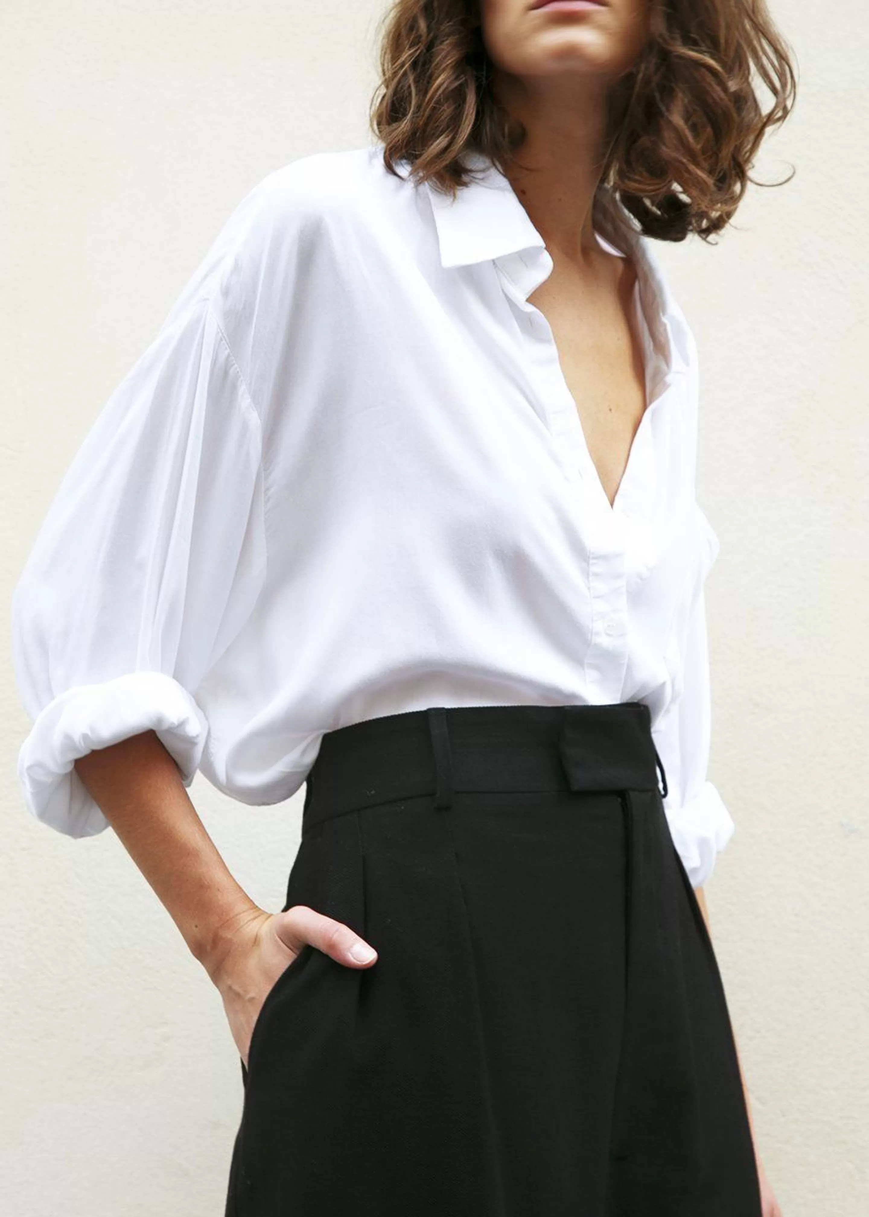 Tops | The Frankie Shop Hanna Silky Oversized Blouse White