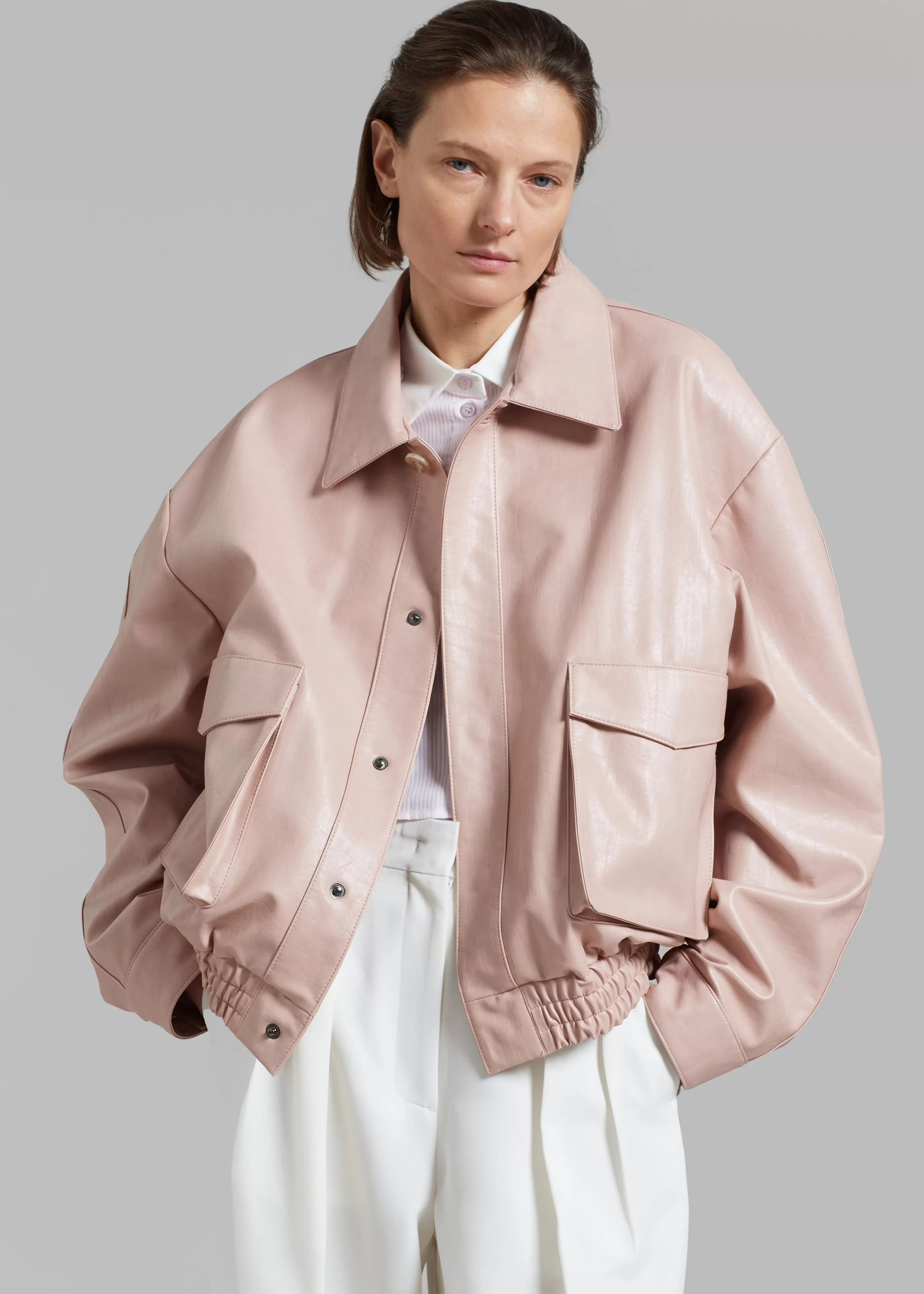 Outerwear | The Frankie Shop Hera Faux Leather Jacket Pink