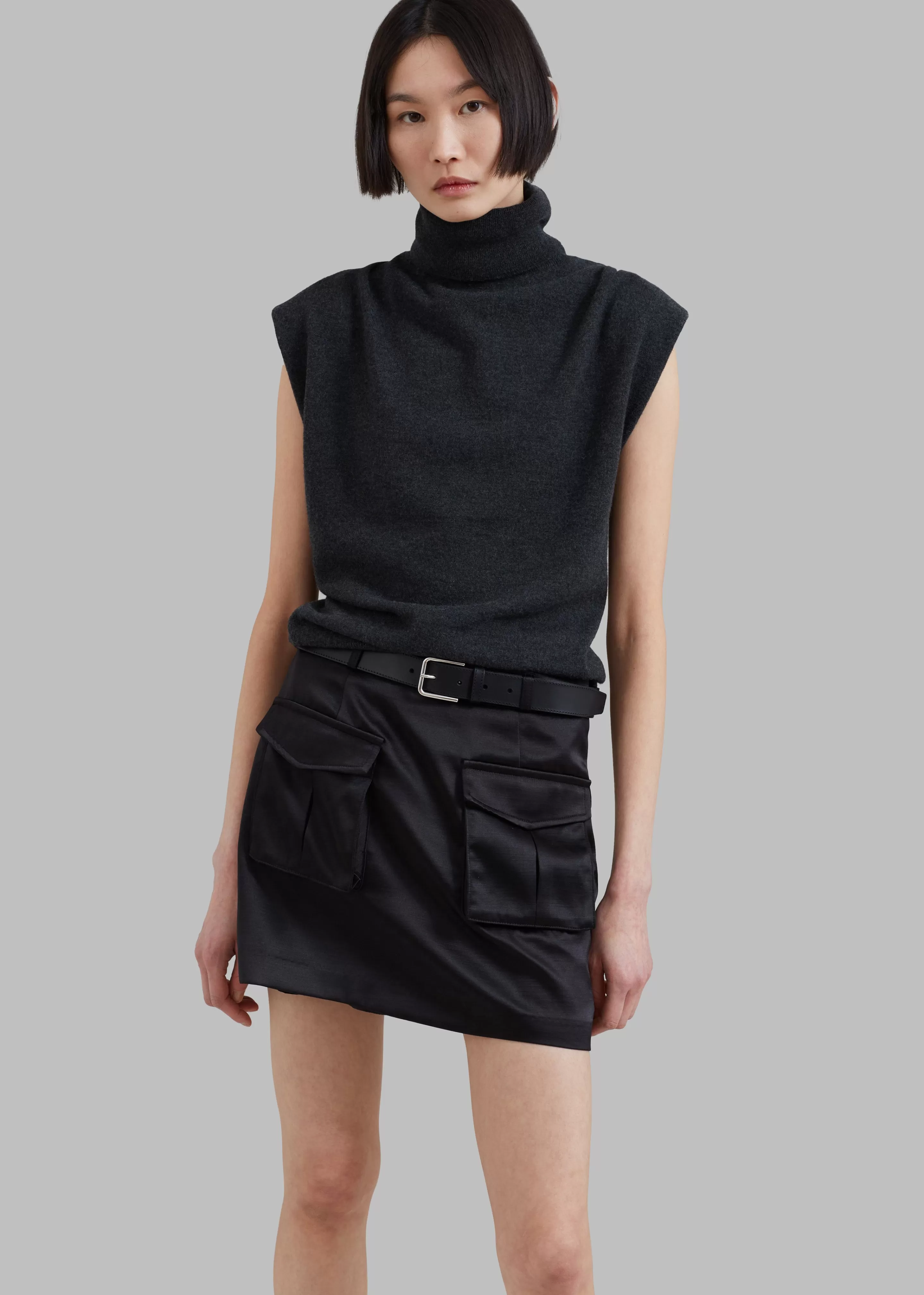 Bottoms | The Frankie Shop Hudson Satin Cargo Skirt Black