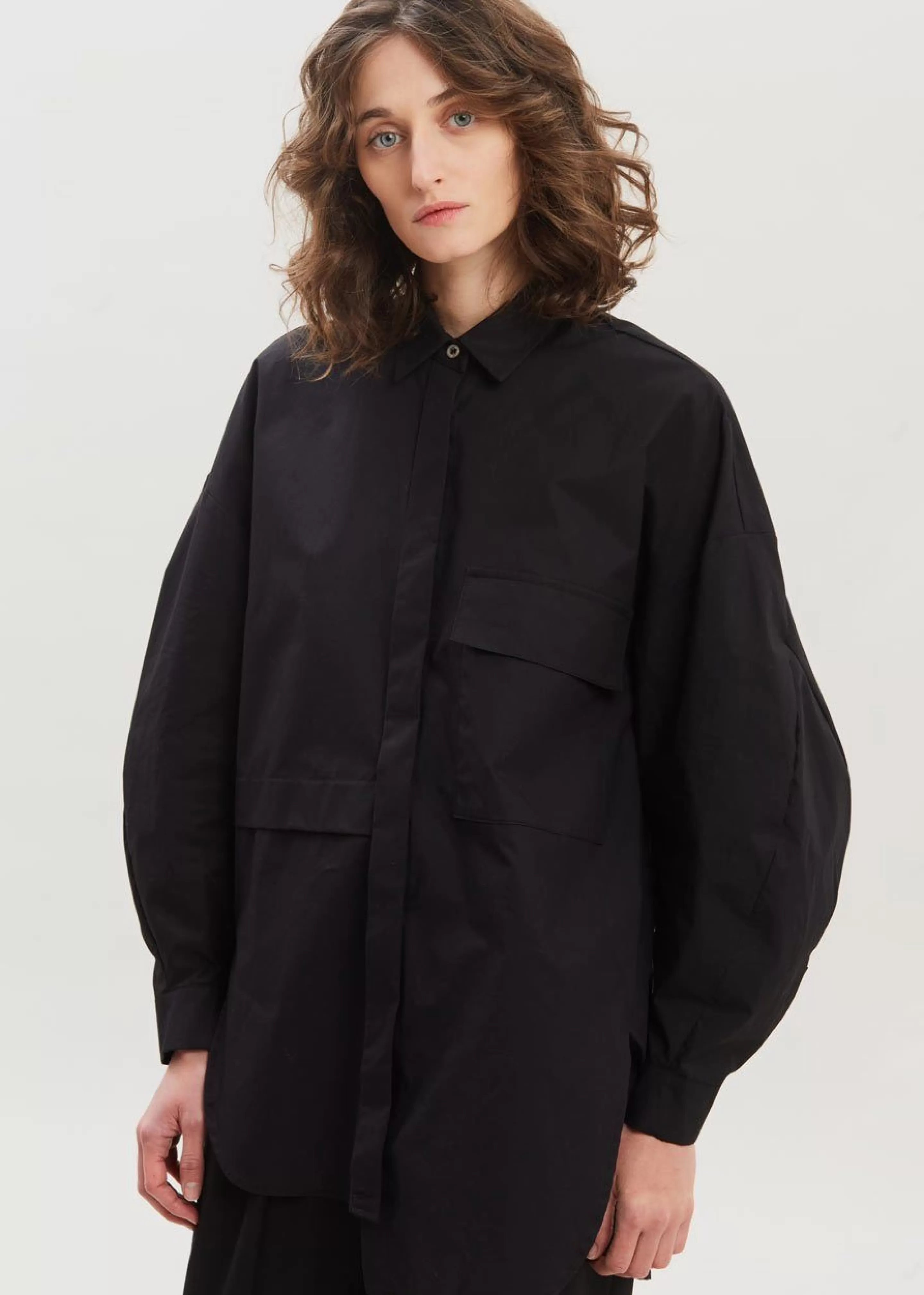 Tops | The Frankie Shop Ingrid Balloon Sleeve Shirt Black