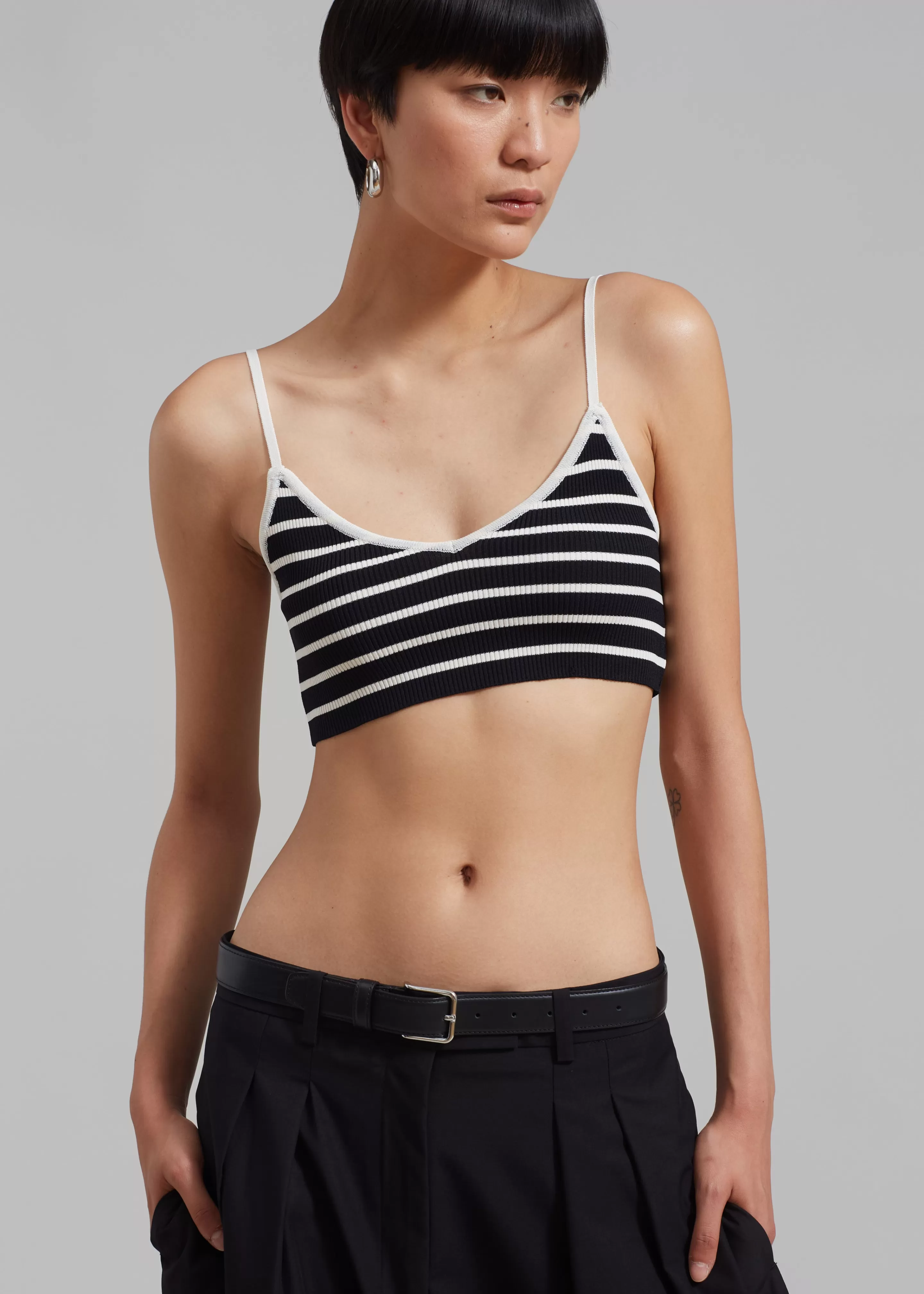 Tops | The Frankie Shop Jade Knit Bralette White Stripe