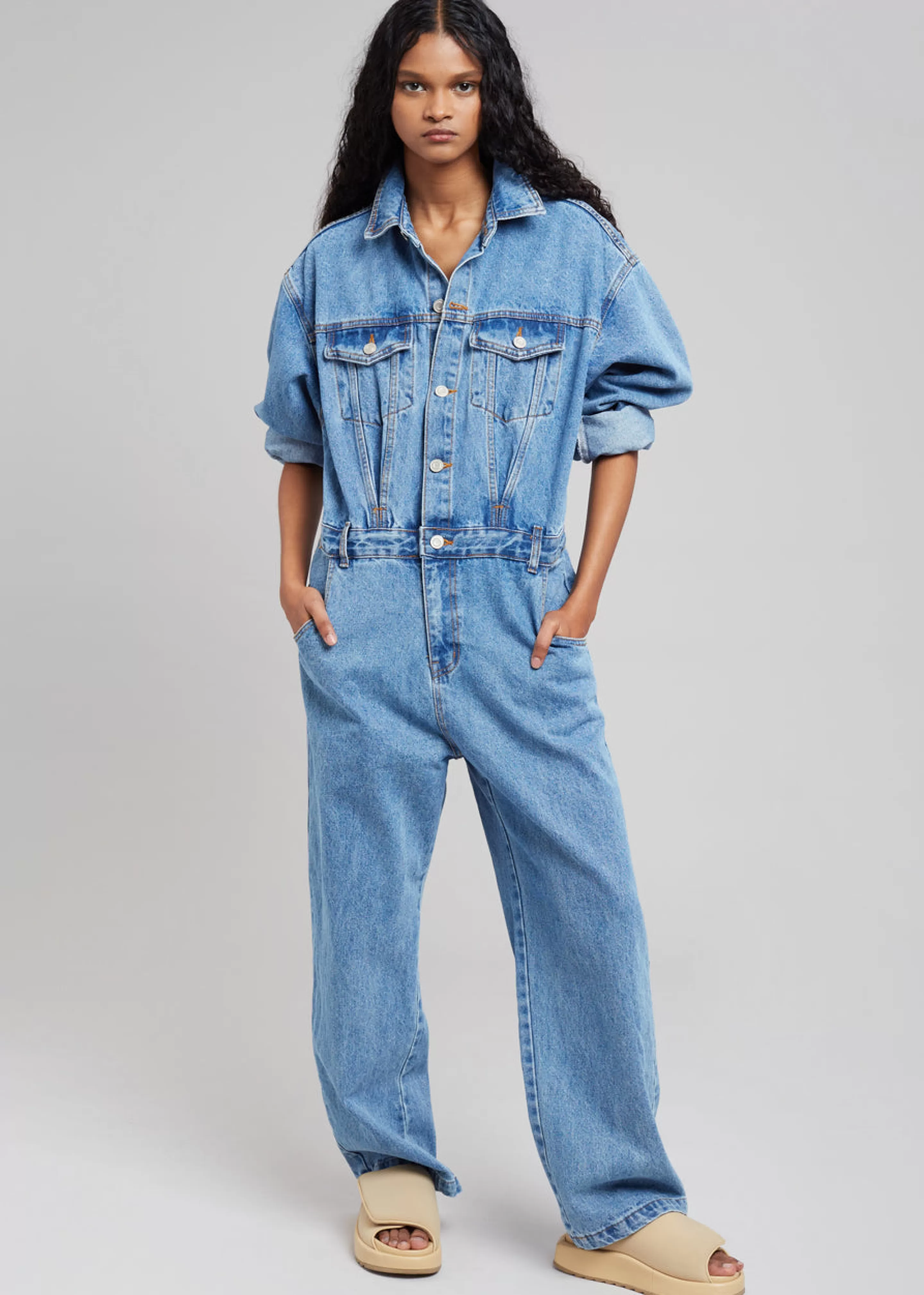 Jumpsuits | The Frankie Shop Jas Denim Jumpsuit Dark Indigo