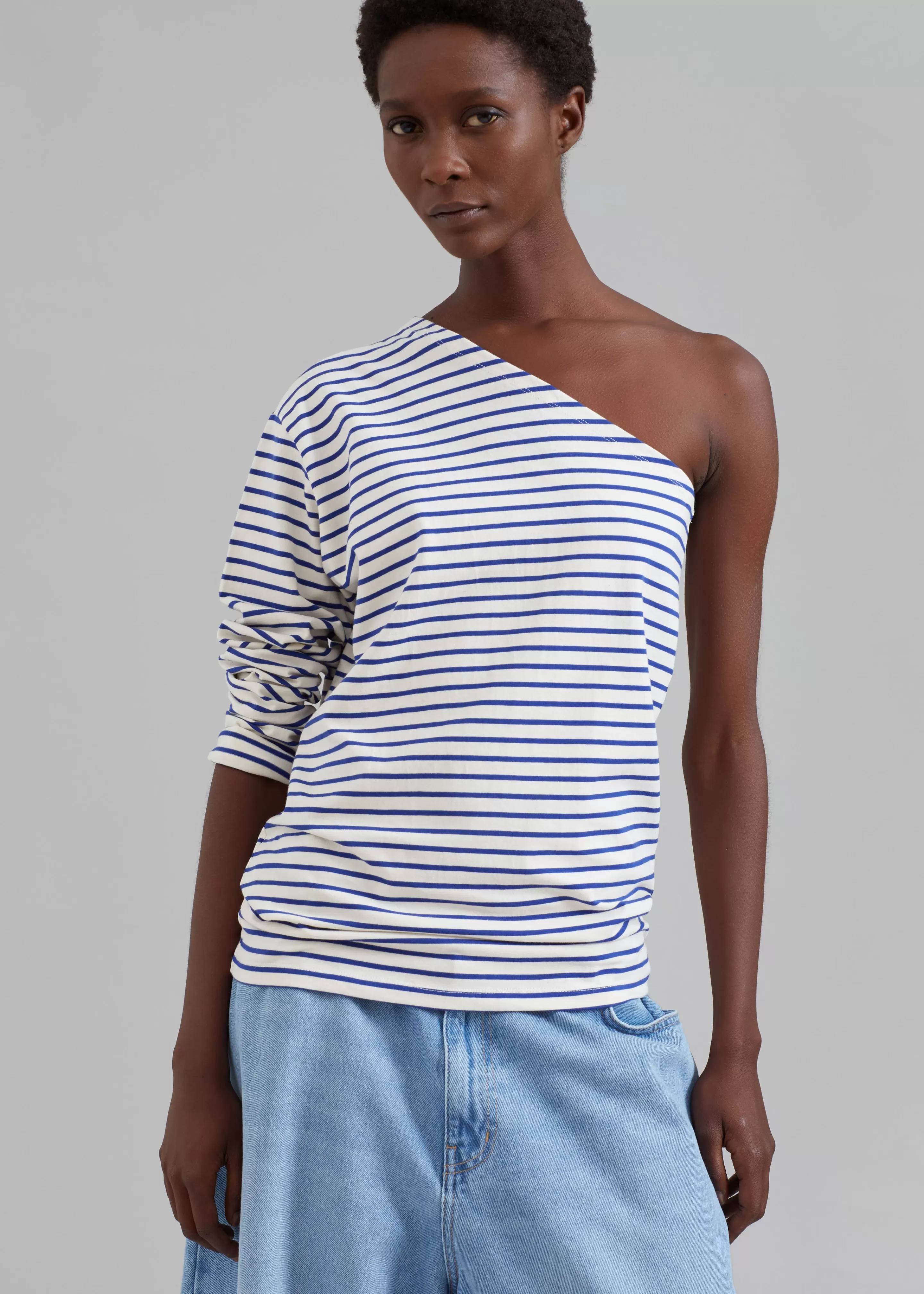 Tops | The Frankie Shop Jean One Shoulder Top Blue Stripe