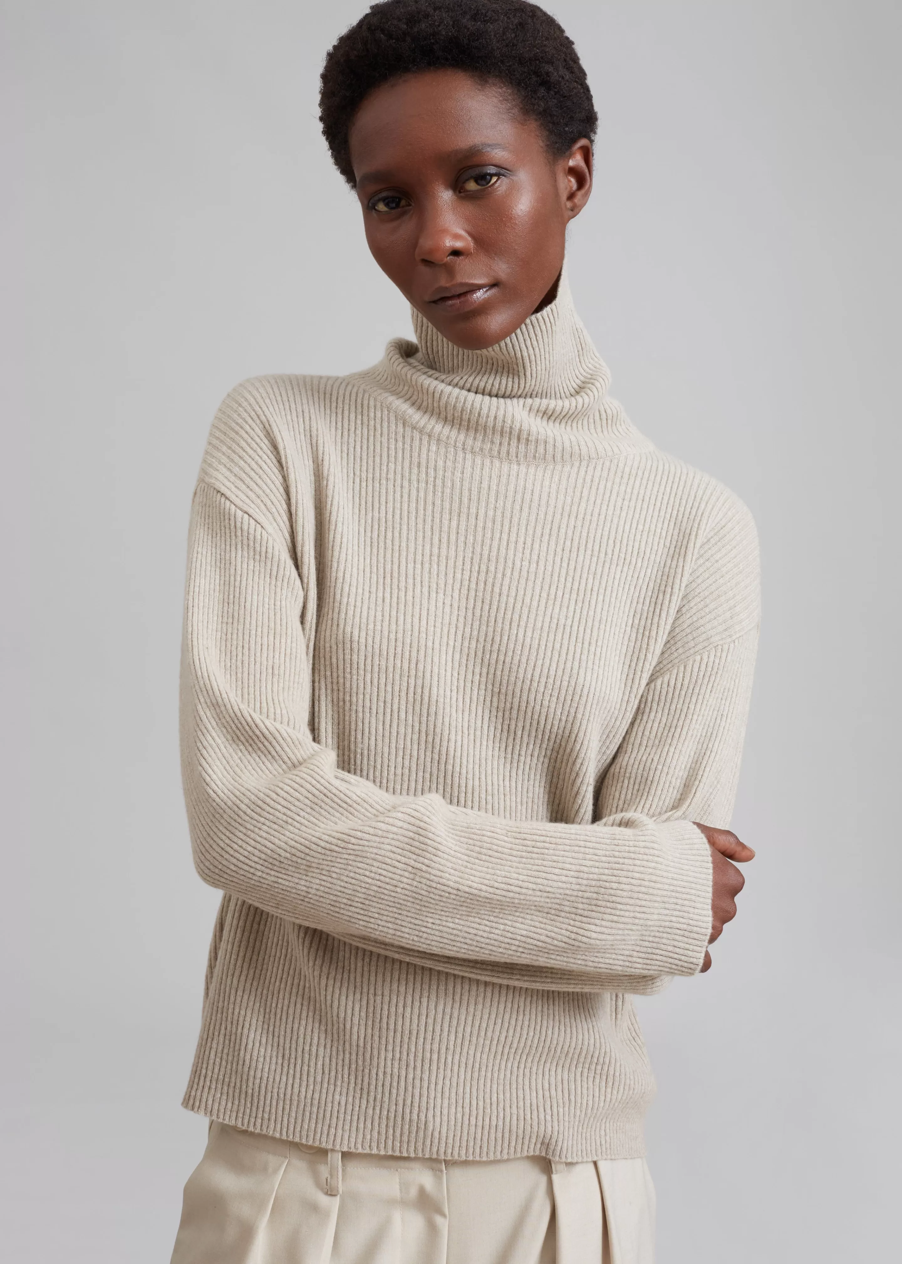 Knitwear | The Frankie Shop Jensen Turtleneck Sweater Taupe